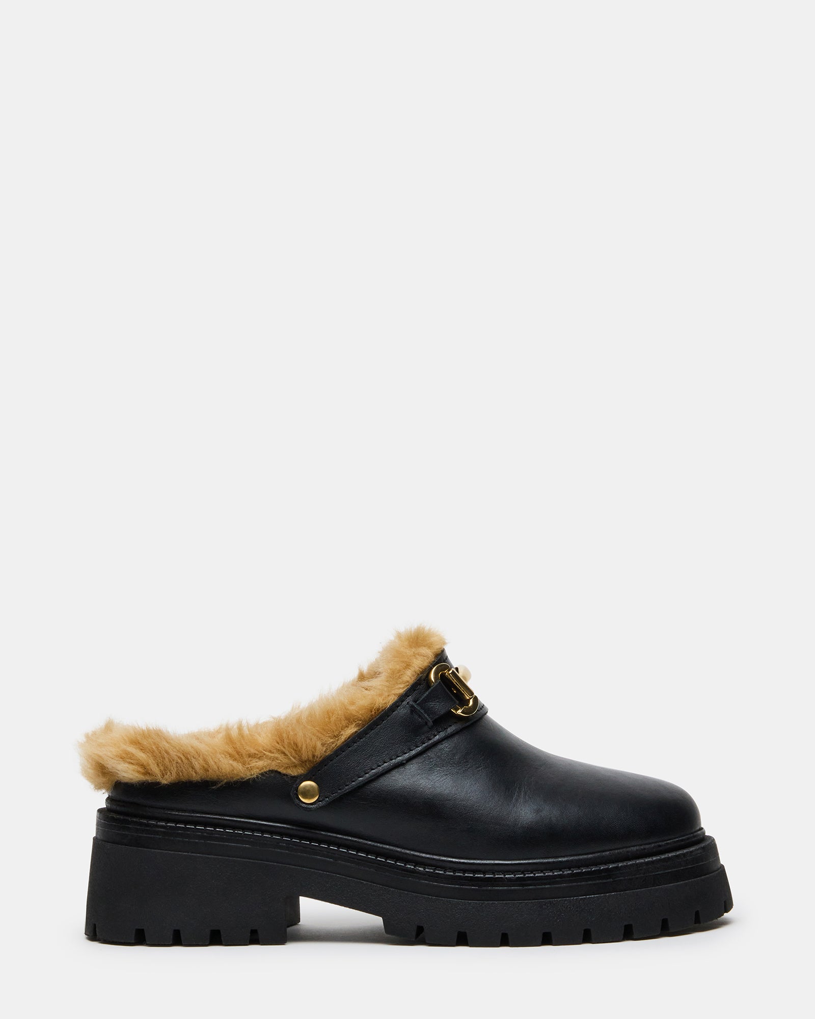 Erba Faux Fur Black Leather