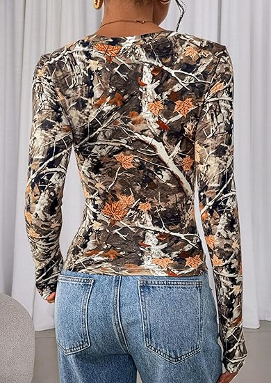 Womens Long Sleeve T Shirts 2025 Fall Trendy Deep V Neck Slim Fit Basic Crop Tops Casual Going Out Top