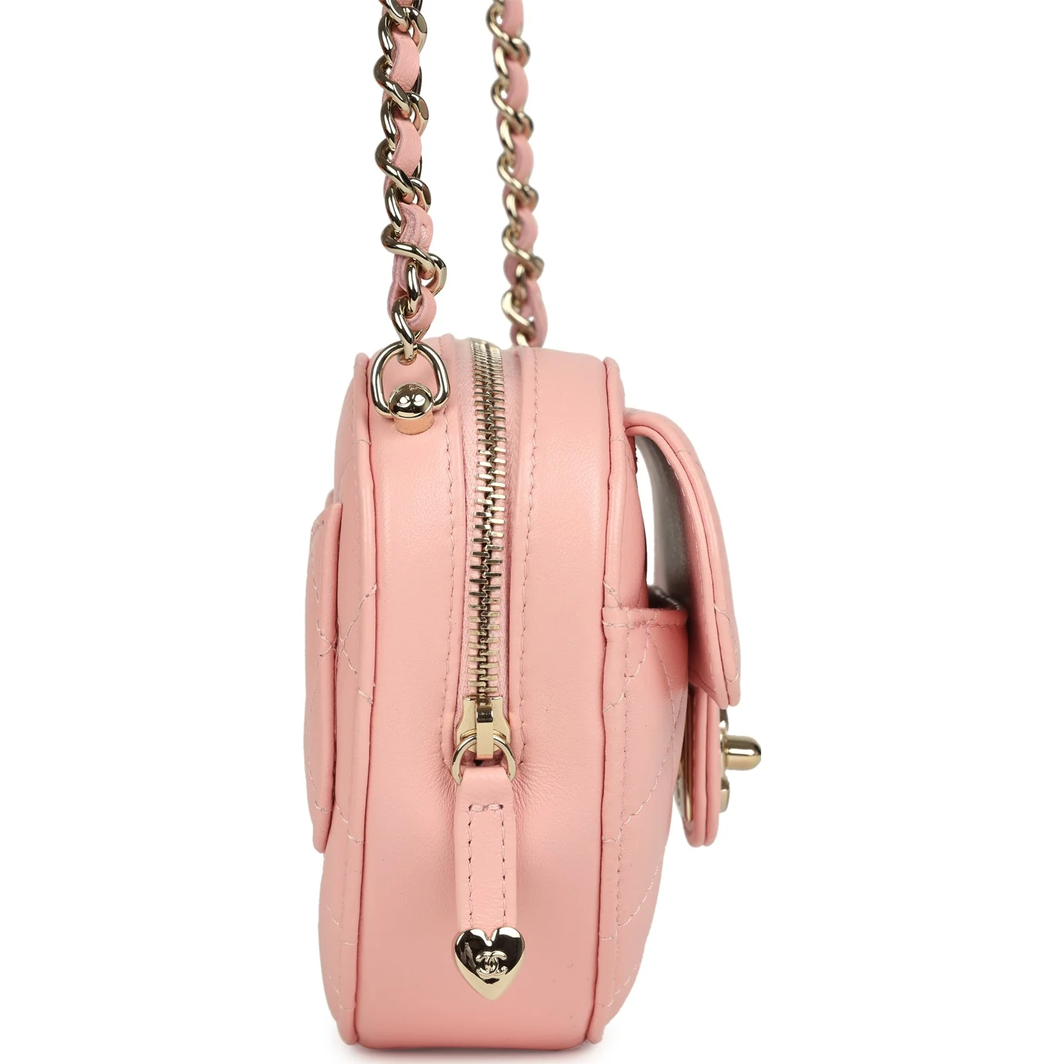 Chanel CC In Love Small Heart Bag with Chain Light Pink Lambskin Light Gold Hardware