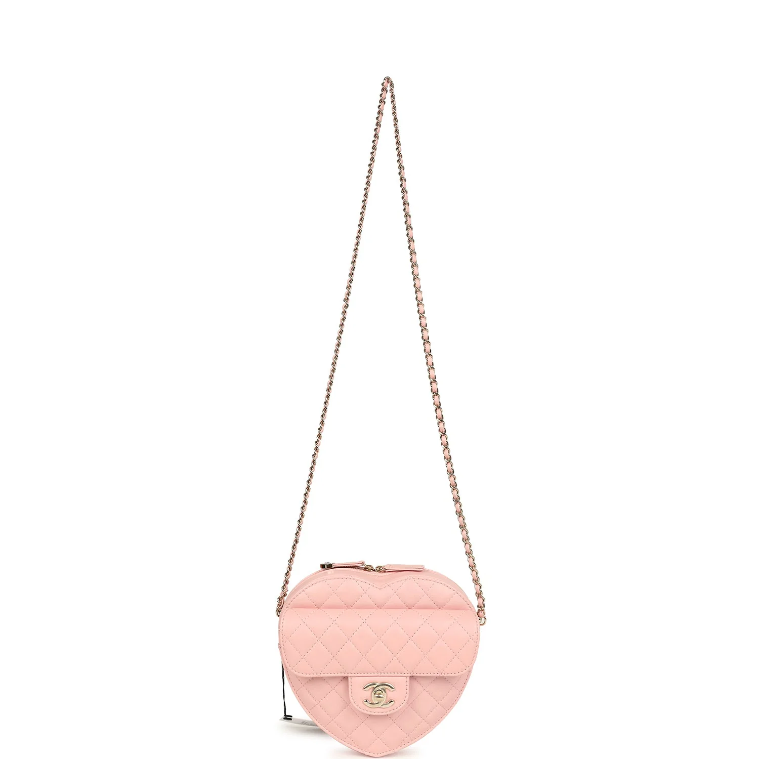 Chanel CC In Love Large Heart Bag with Chain Light Pink Lambskin Light Gold Hardware