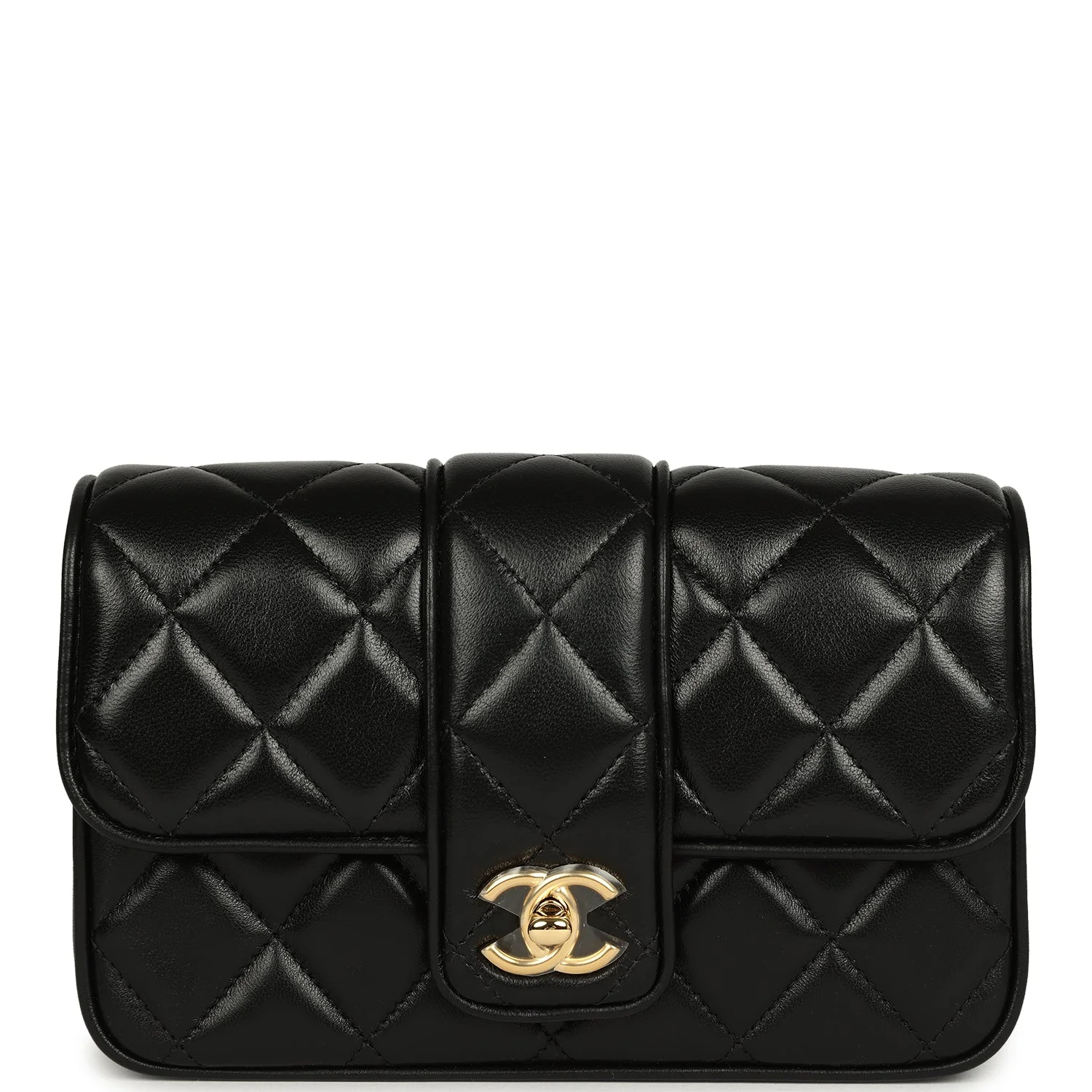 Chanel Mini Tab Flap Bag Black Lambskin Gold Hardware