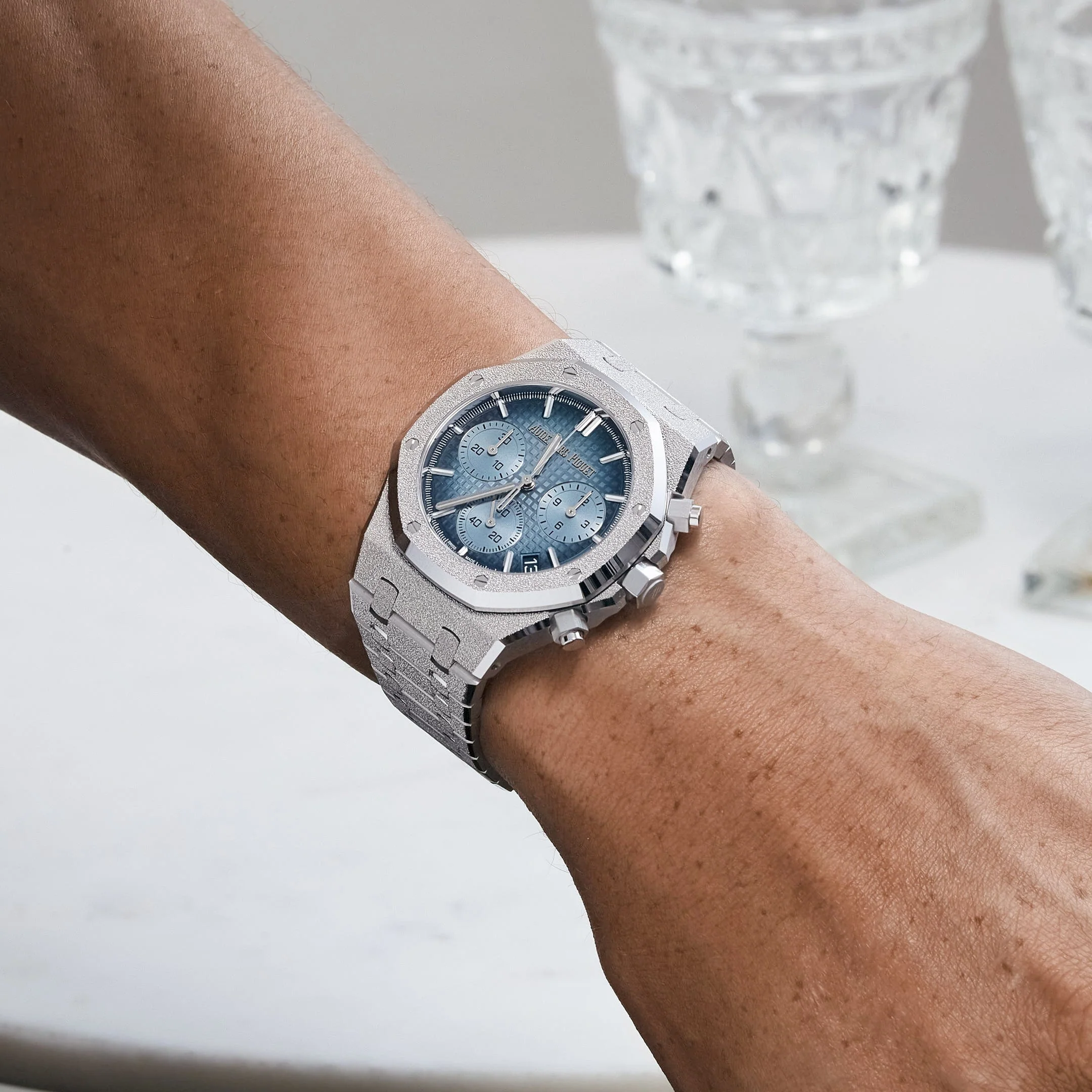 Audemars Piguet Royal Oak 26240BC.GG.1324BC.02 Chronograph Frosted White Gold Light Blue Dial (2024)