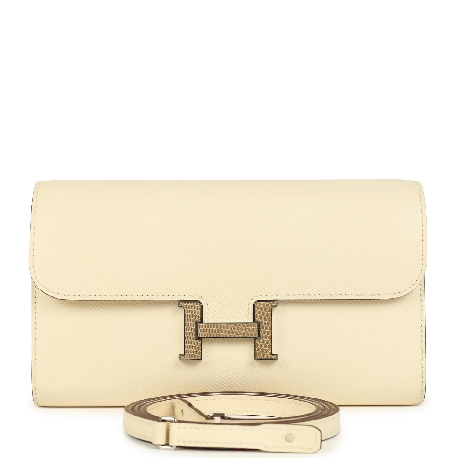 Pre-owned Hermes Constance Wallet To Go Nata Epsom Marquette Palladium Hardware