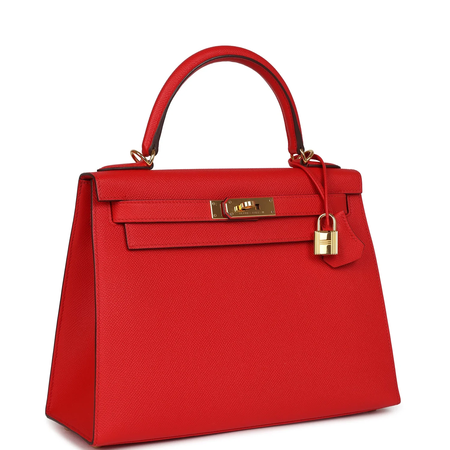 Pre-owned Hermes Kelly Sellier 28 Rouge De Coeur Epsom Gold Hardware