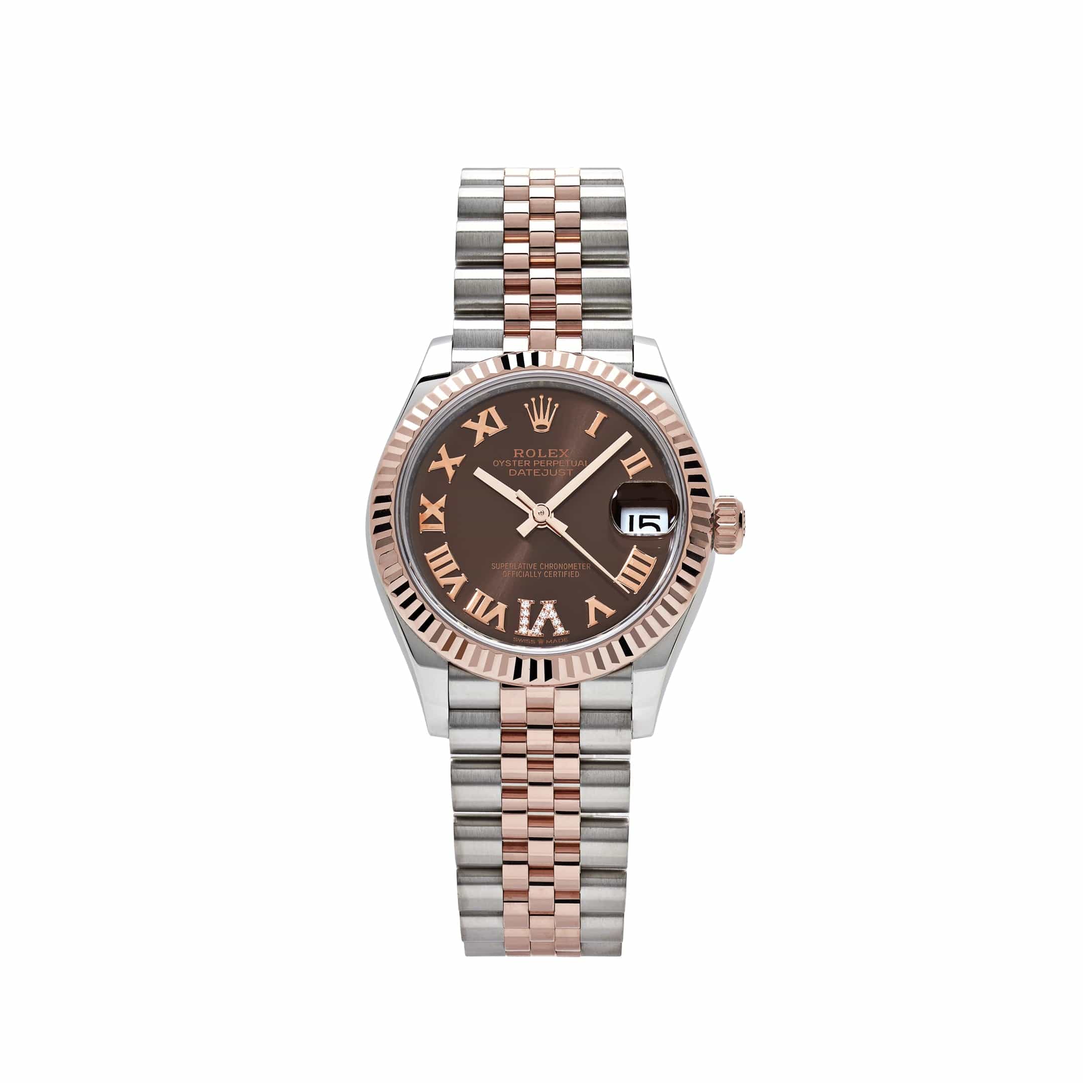Rolex Datejust 31 278271 'Ladies' Rose Gold Stainless Steel Roman Chocolate Dial Jubilee (2024)