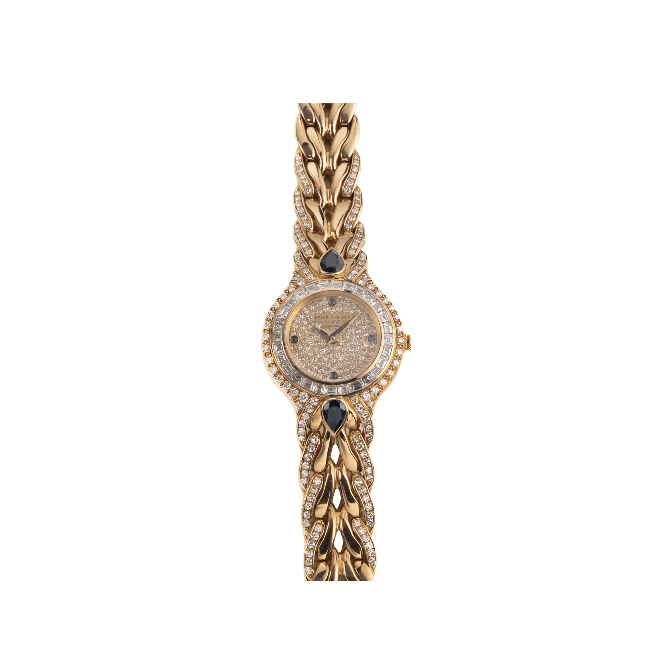 Patek Philippe La Flamme 4808 'Ladies' Yellow Gold Diamonds Blue Sapphires Quartz