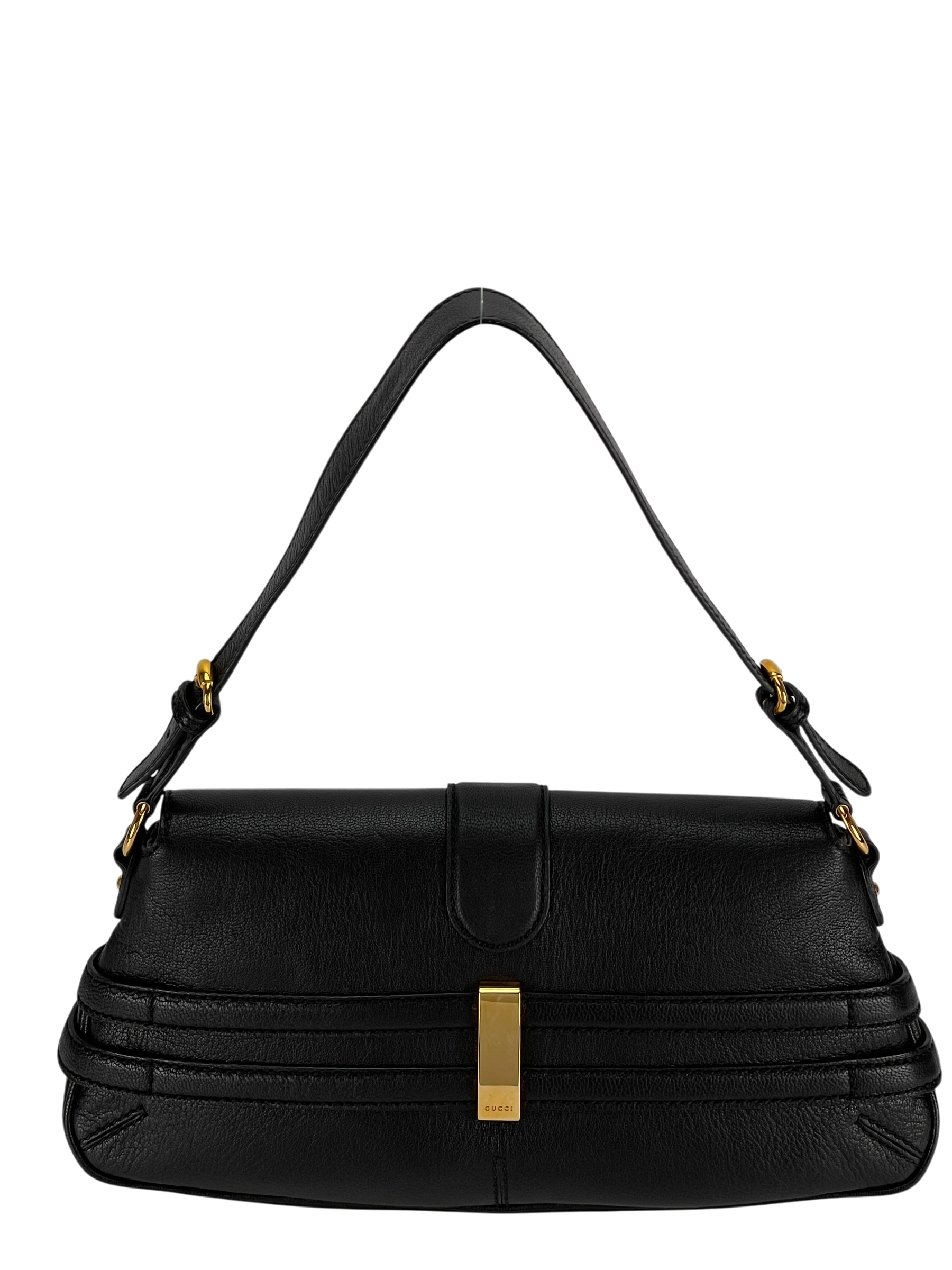 GUCCI - Black Vintage Horsebit Shoulder Bag