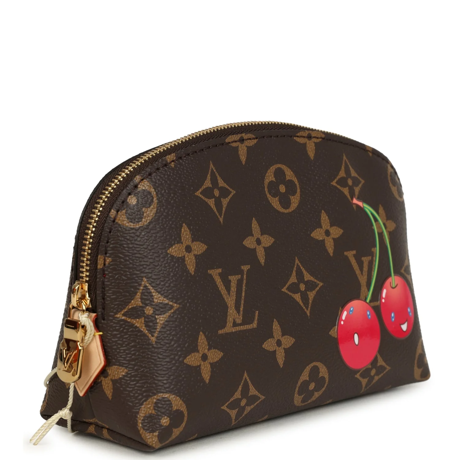 Louis Vuitton X Takashi Murakami Cherry Cosmetic Pouch Brown Monogram Gold Hardware