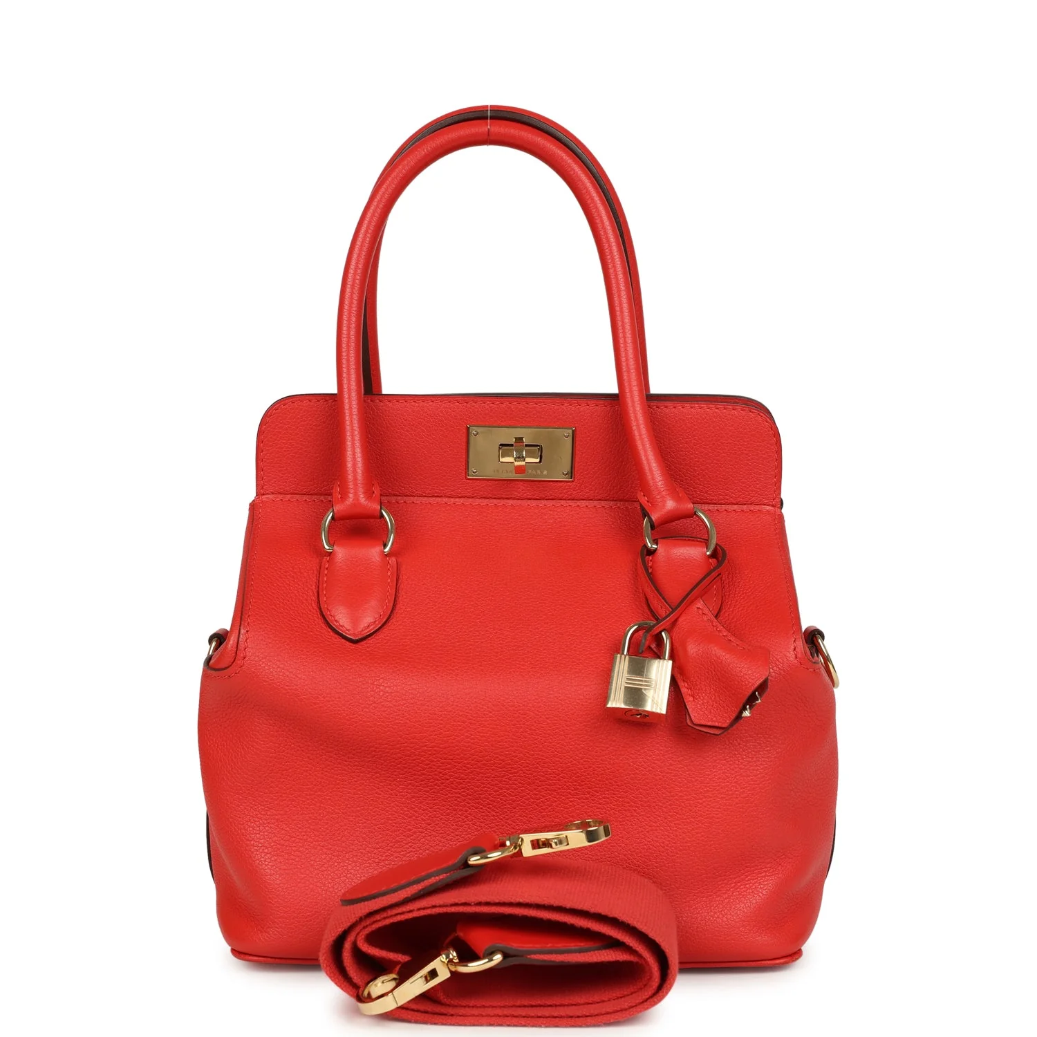 Pre-owned Hermes Sac Toolbox 20 Rouge Tomate Evercolor Gold Hardware