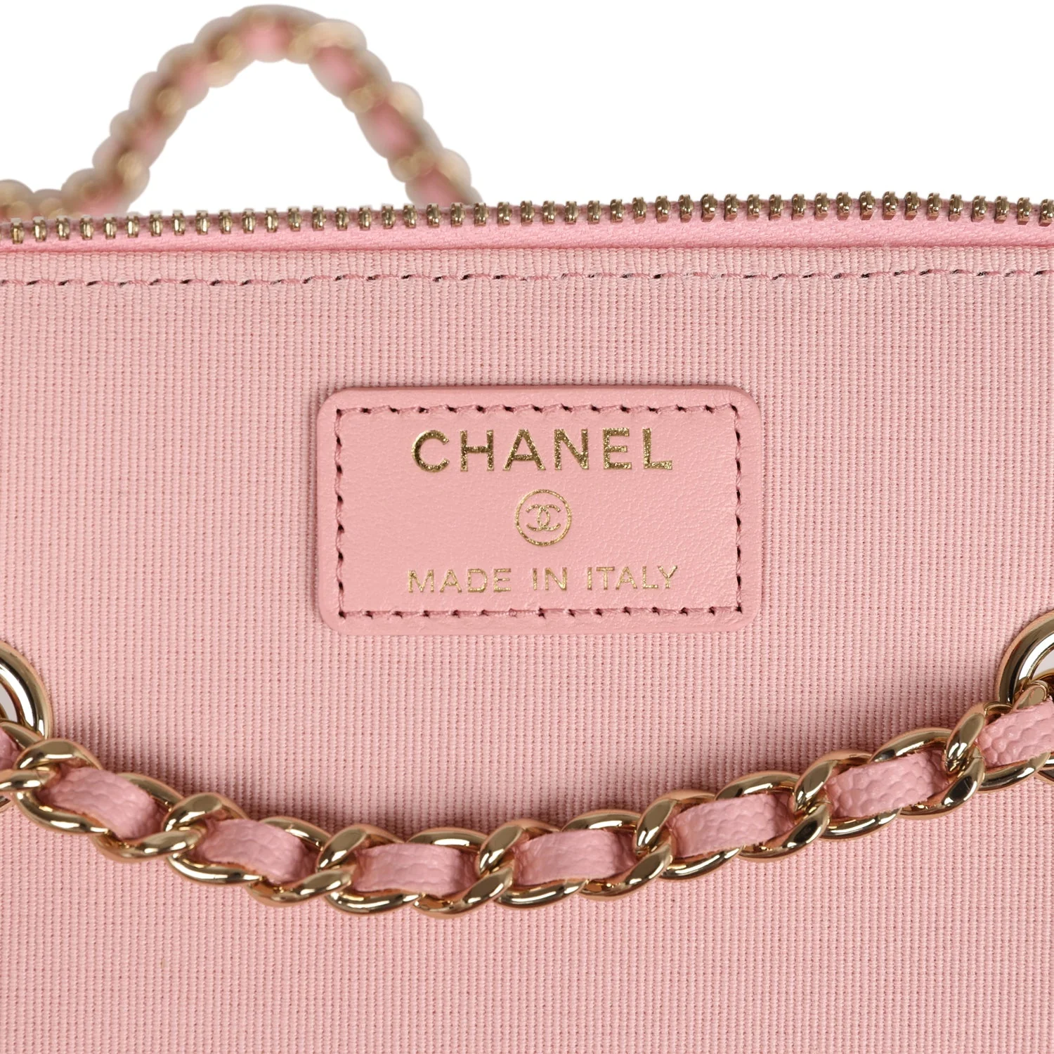 Chanel Small Classic Vanity Case Pink Caviar Light Gold Hardware