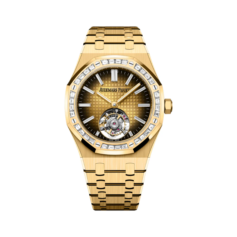 Audemars Piguet Royal Oak Flying Tourbillon 26730BA.ZZ.1320BA.01 Yellow Gold Diamond Bezel Smoked Yellow