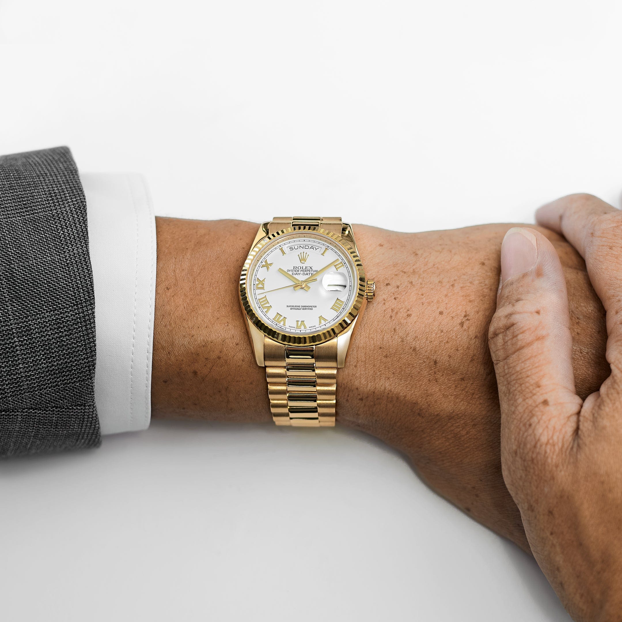 Rolex Day-Date 36 118238 Yellow Gold White Roman Numerals Dial