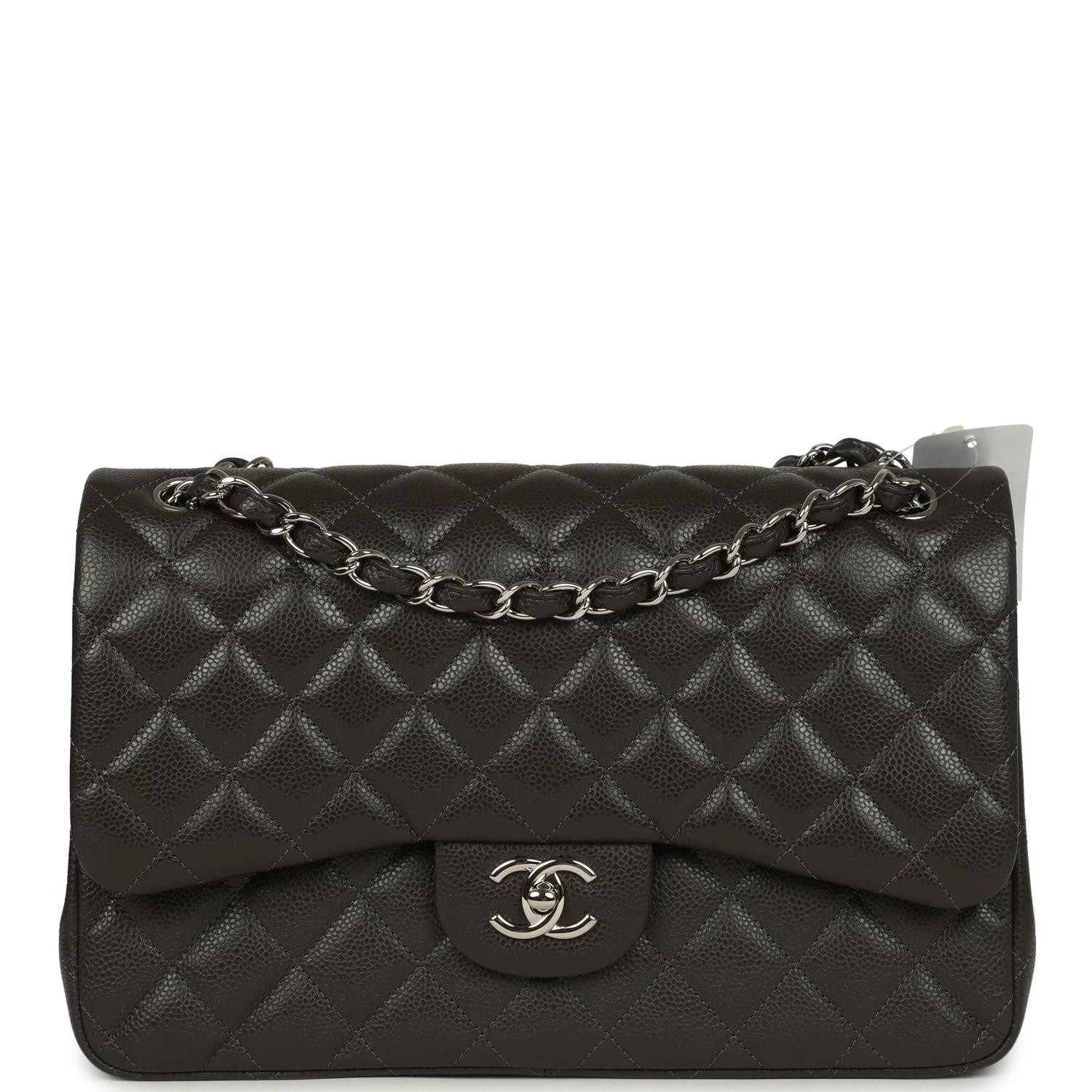 Chanel Jumbo Classic Double Flap Bag Dark Grey Caviar Silver Hardware