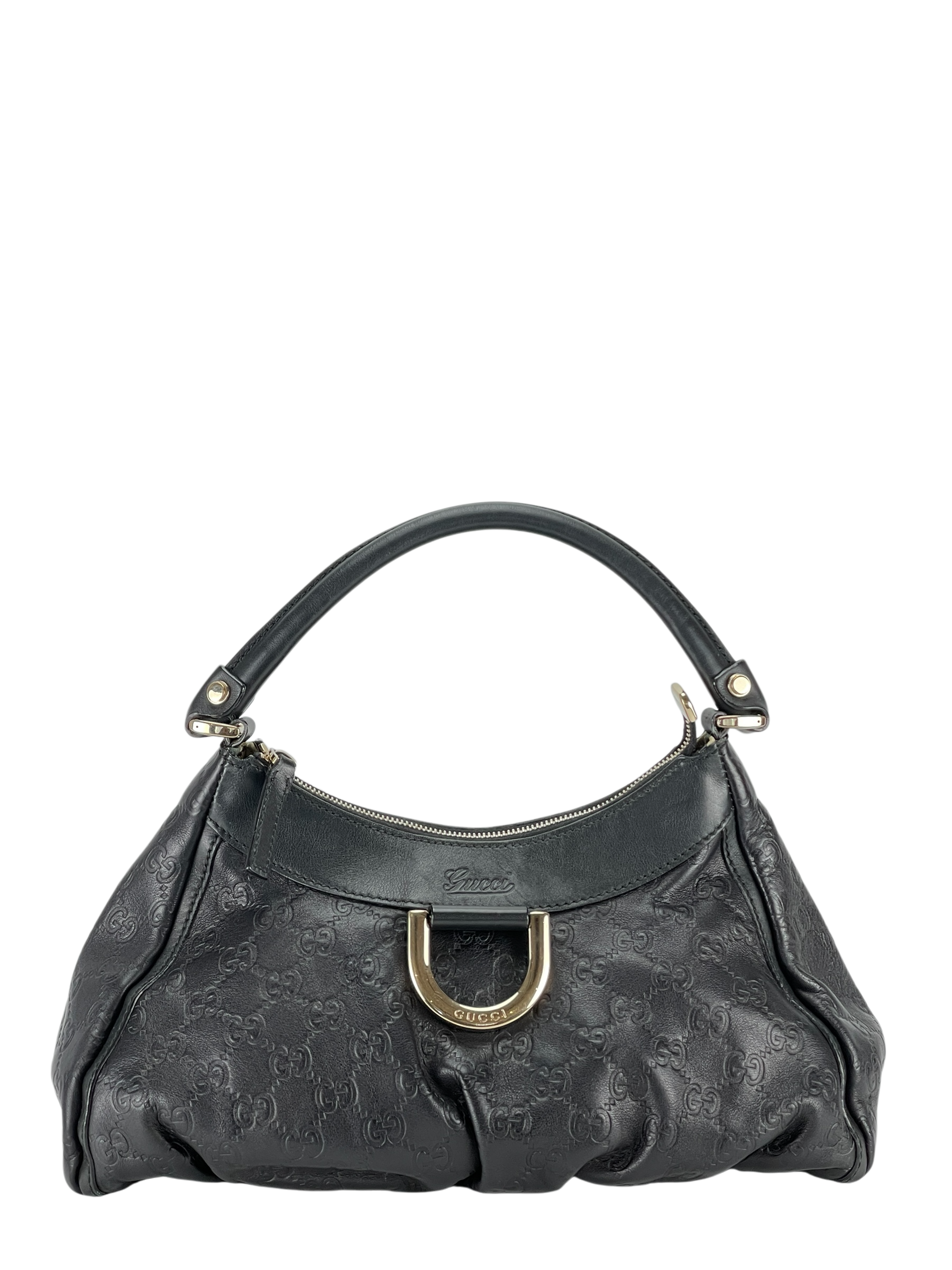 GUCCI - Black GG Shima Abbey Hobo Bag