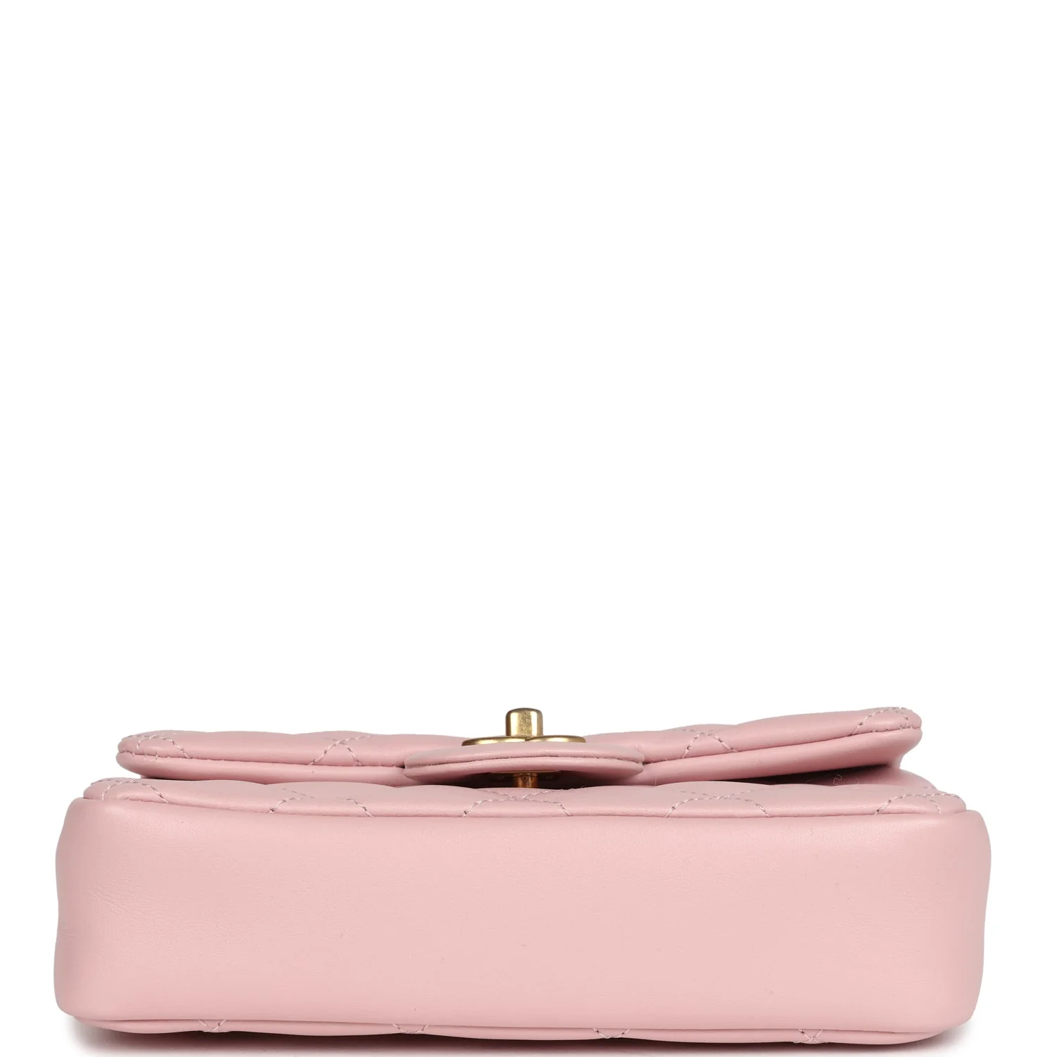 Pre-owned Chanel Mini Rectangular Flap Bag with Heart Chain Pink Lambskin Antique Gold Hardware