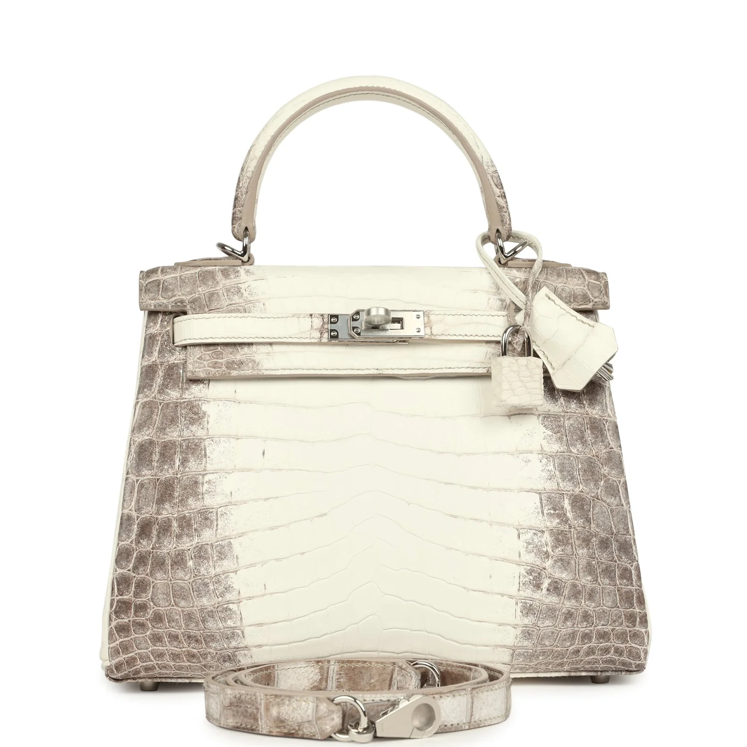 Hermes Kelly Retourne 25 Himalaya Niloticus Crocodile Palladium Hardware