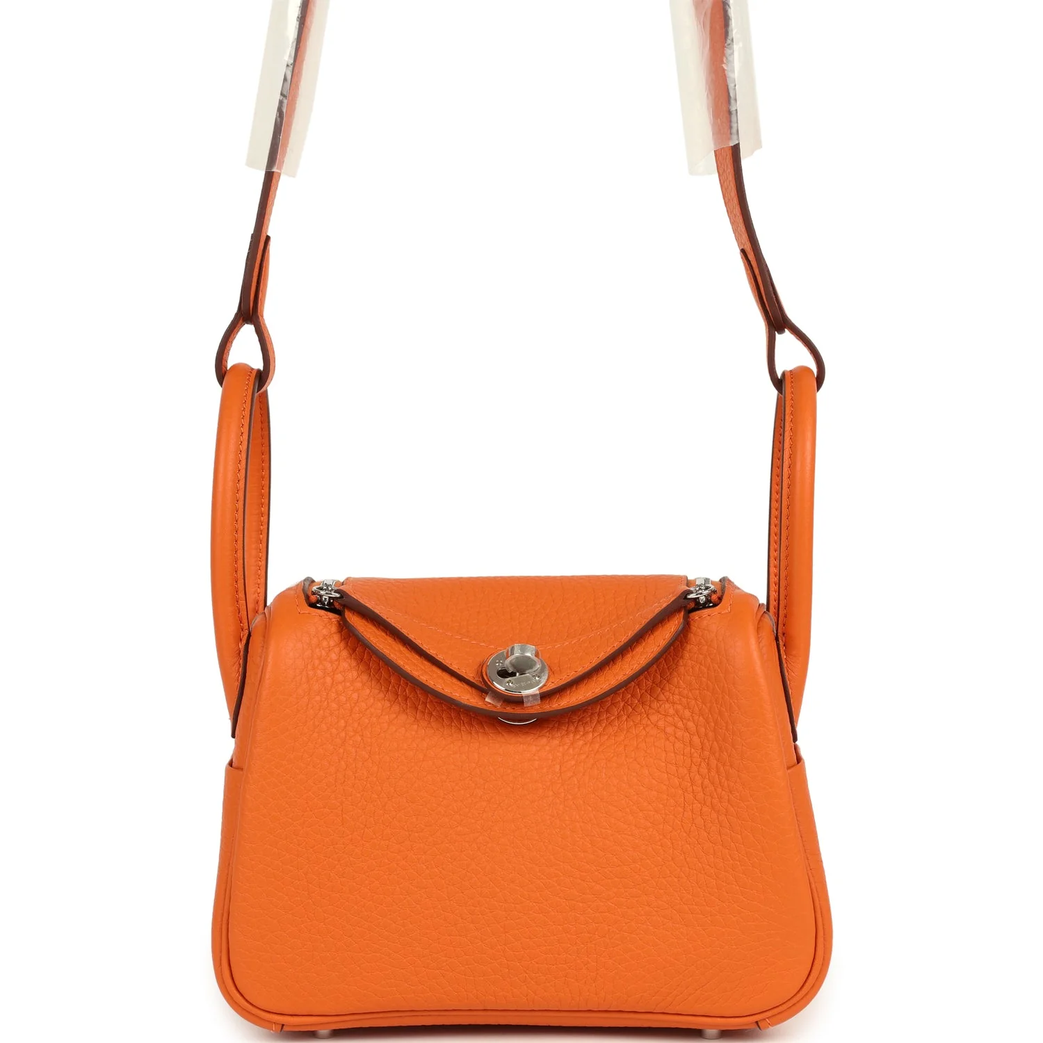 Hermes Mini Lindy II Orange Clemence Palladium Hardware