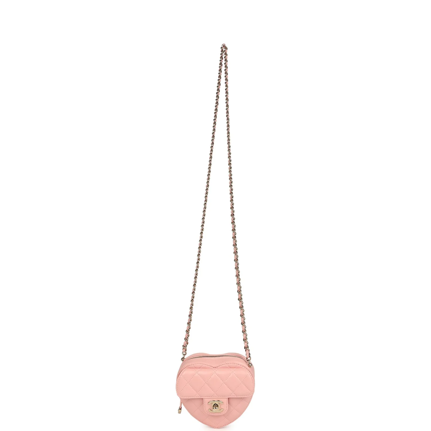 Chanel CC In Love Small Heart Bag with Chain Light Pink Lambskin Light Gold Hardware
