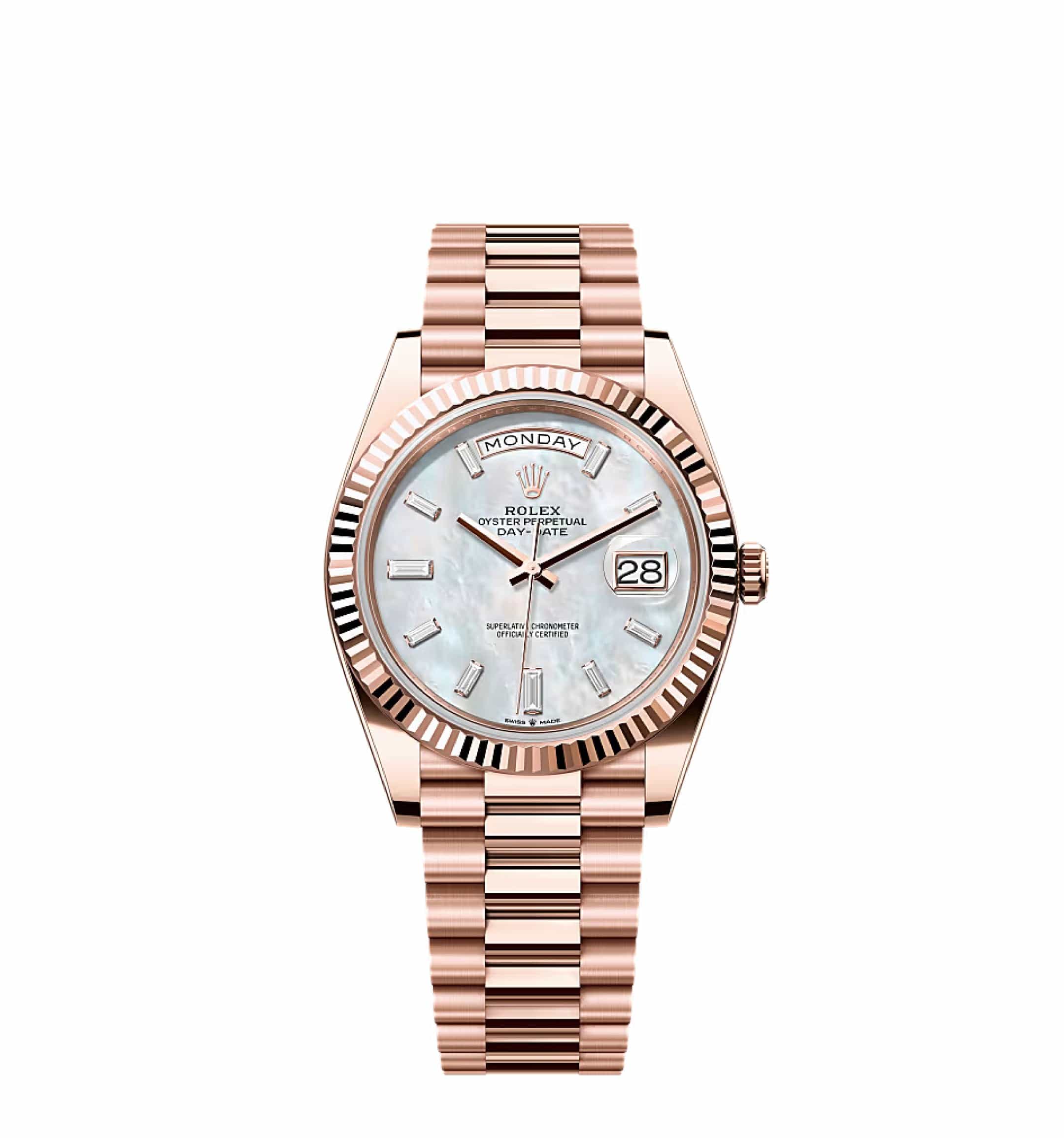 Rolex Day-Date 40 228235 Rose Gold Mother Of Pearl Diamond Dial