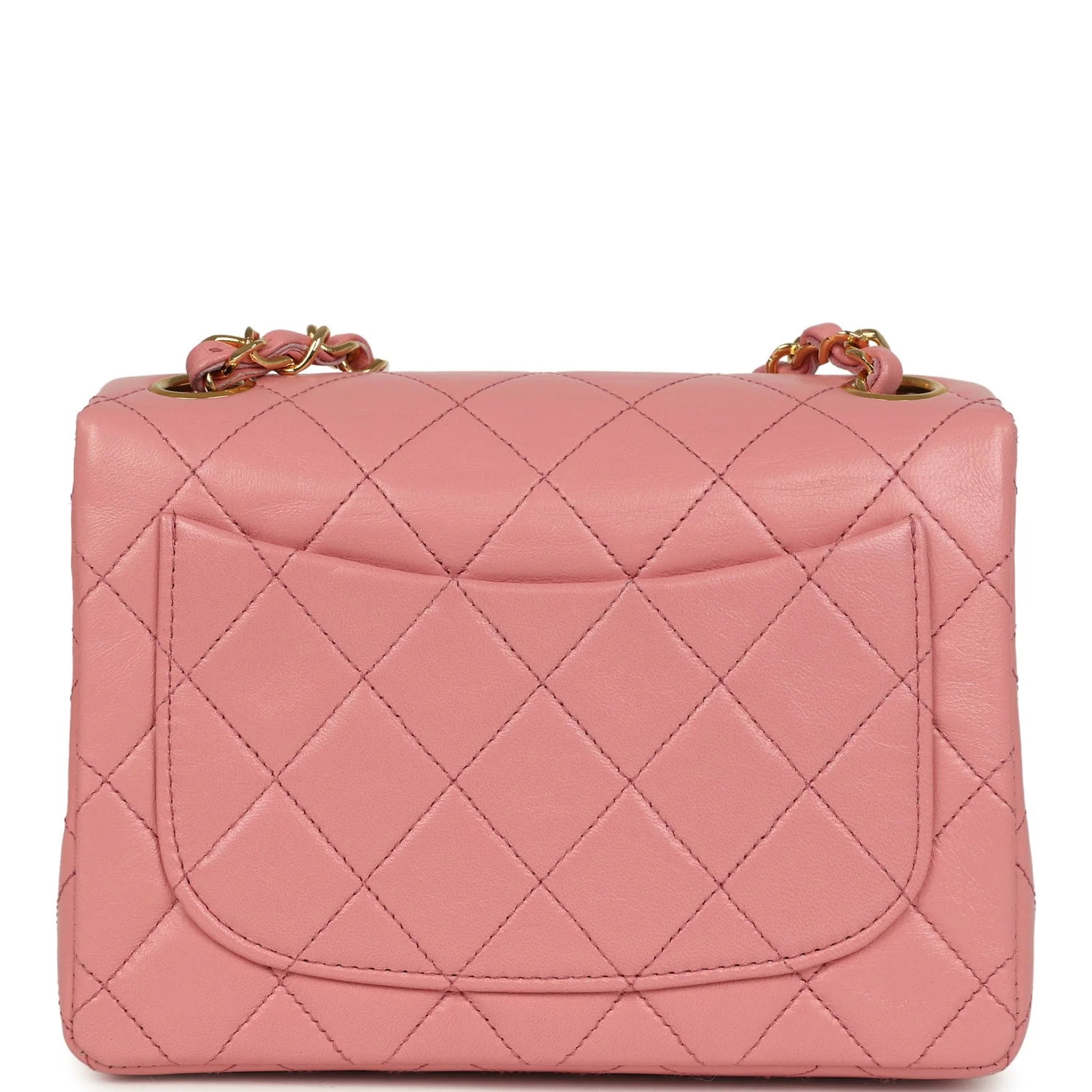 Vintage Chanel Mini Square Flap Dark Pink Lambskin Gold Hardware