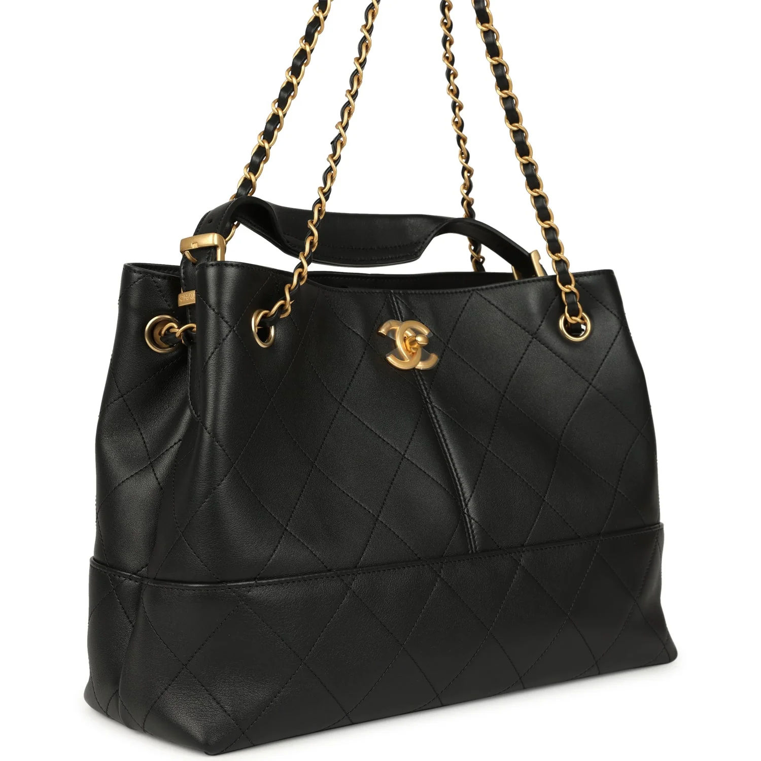 Chanel Small Coco Hobo Bag Black Calfskin Antique Gold Hardware