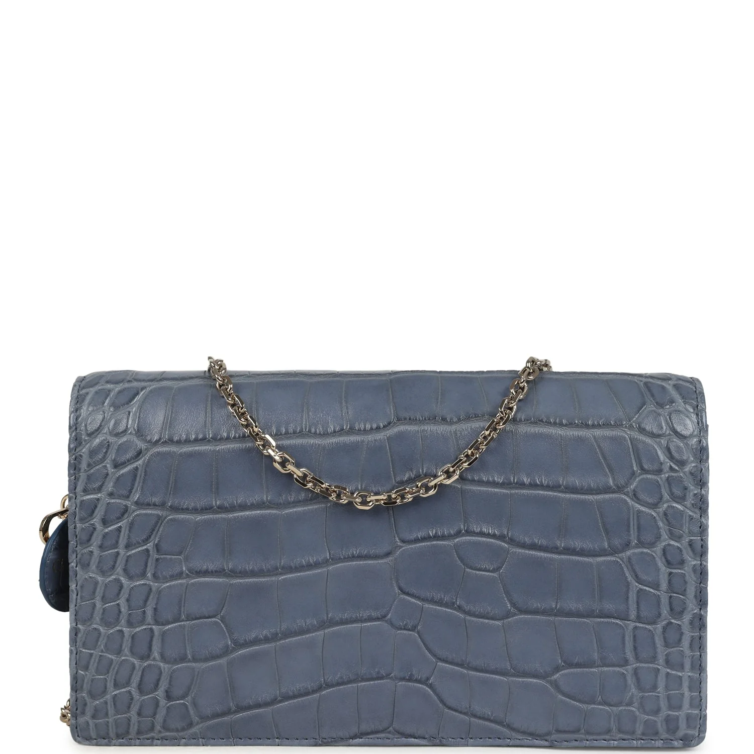 Christian Dior Convertible Clutch Bag Blue Alligator Light Gold Hardware
