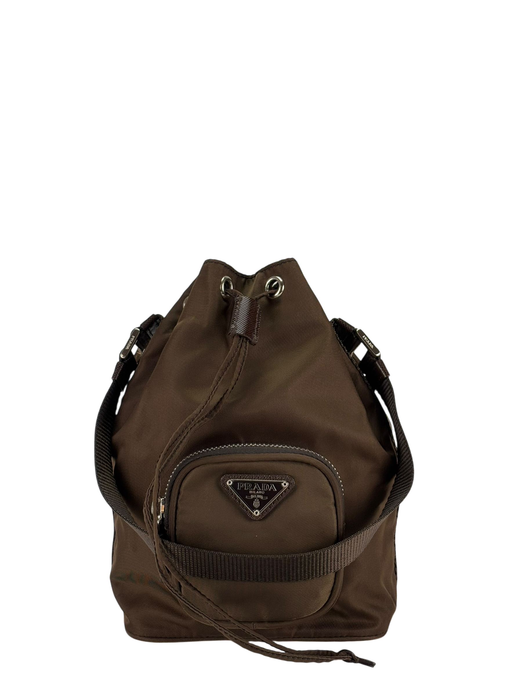 PRADA - Brown Re-Nylon Bucket 2way Bag