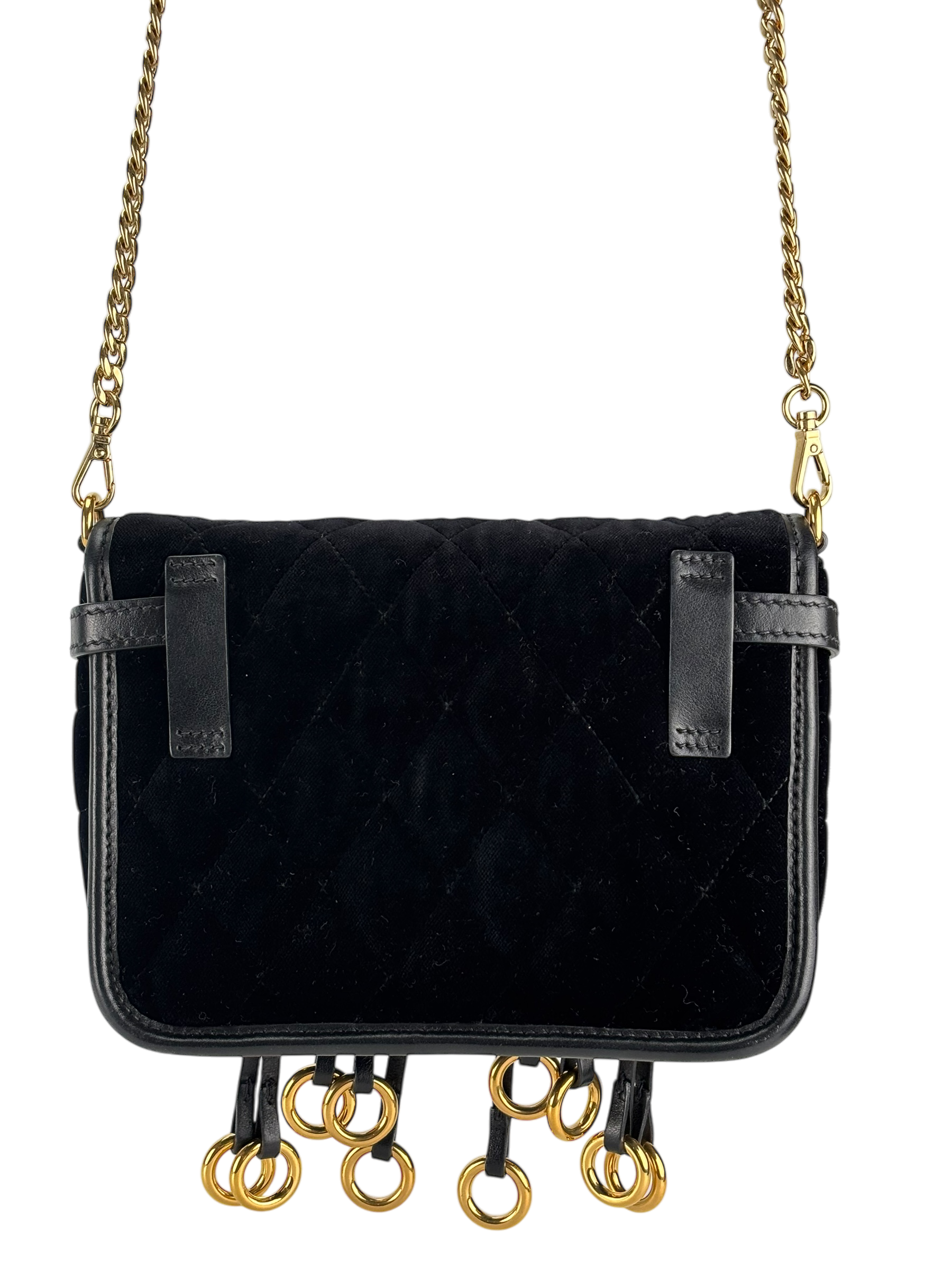 PRADA - Black Quilted Velvet Waist Belt and Crossbody Bag