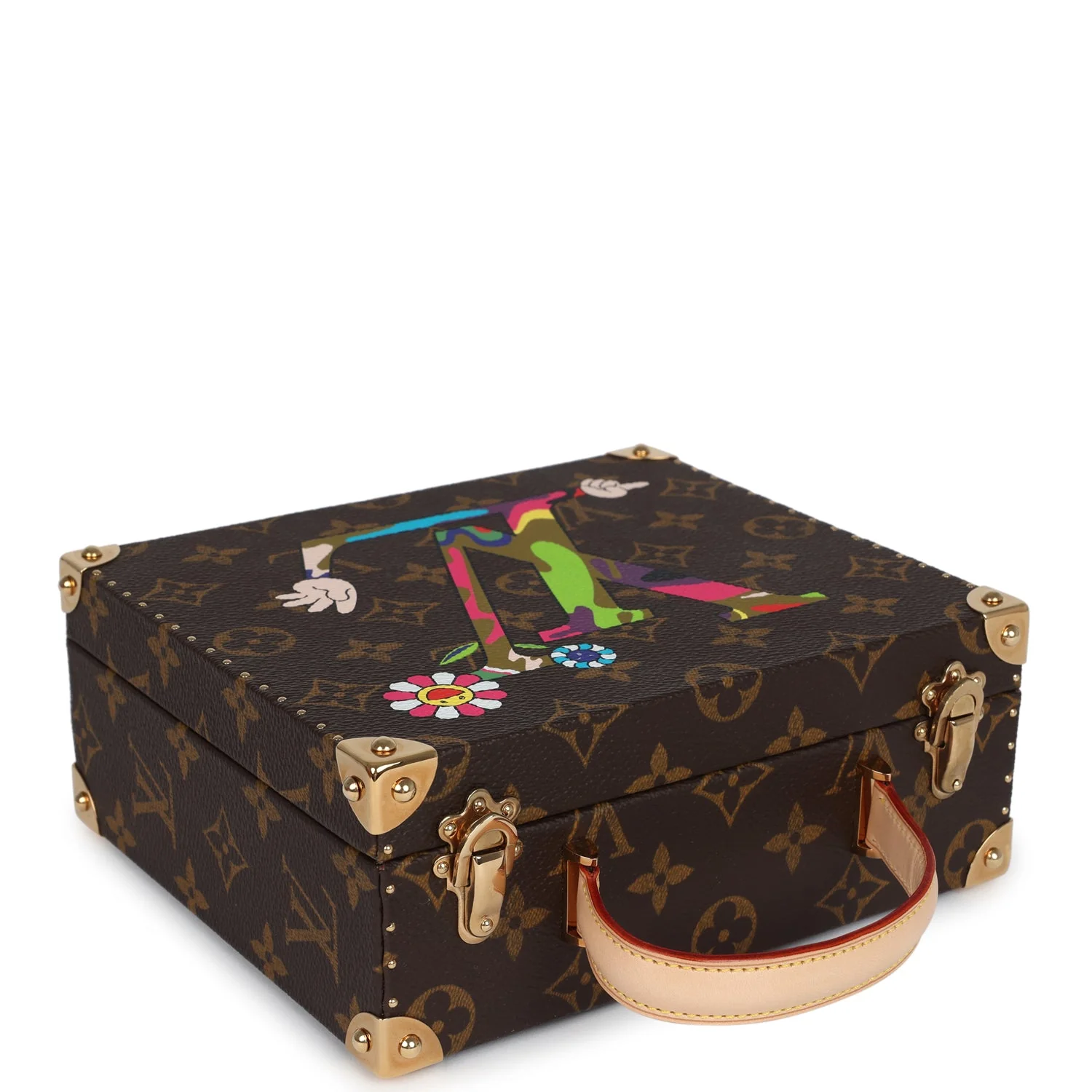 Vintage Louis Vuitton x Takashi Murakami Hands Jewelry Trunk Brown Multi Monogram Hands Brass Hardware