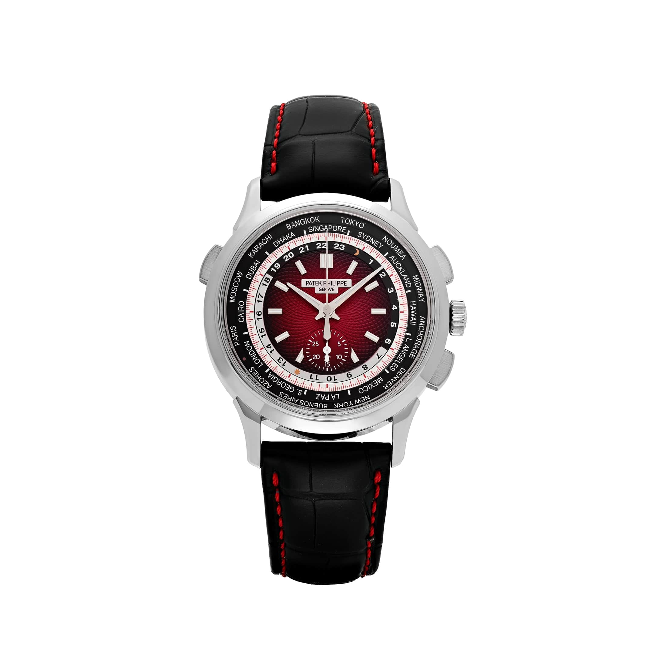 Patek Philippe Complications 5930G-011 ‘Singapore Edition’ World Time Flyback Chronograph White Gold Red Dial (2020)