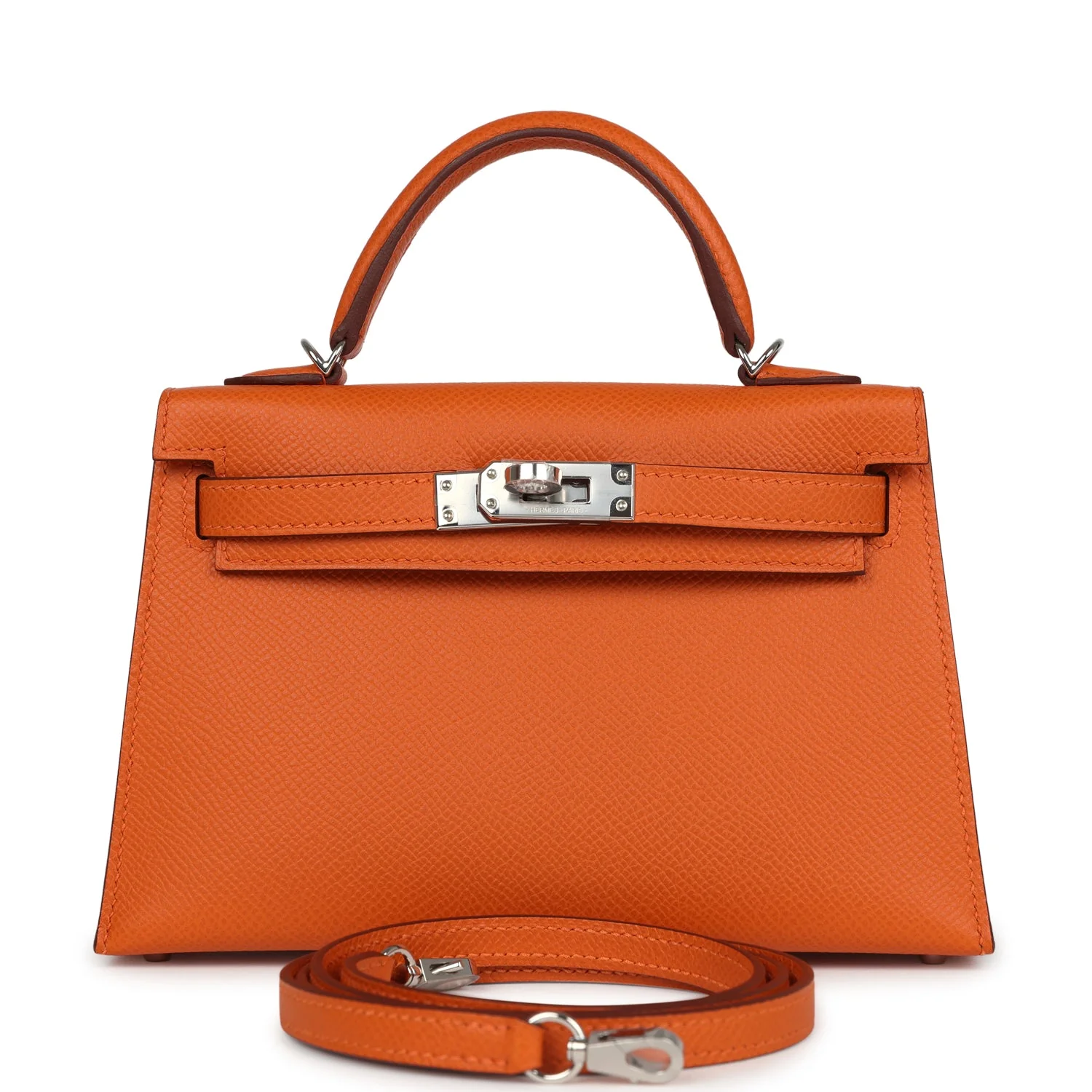Hermes Kelly Sellier 20 Orange Epsom Palladium Hardware