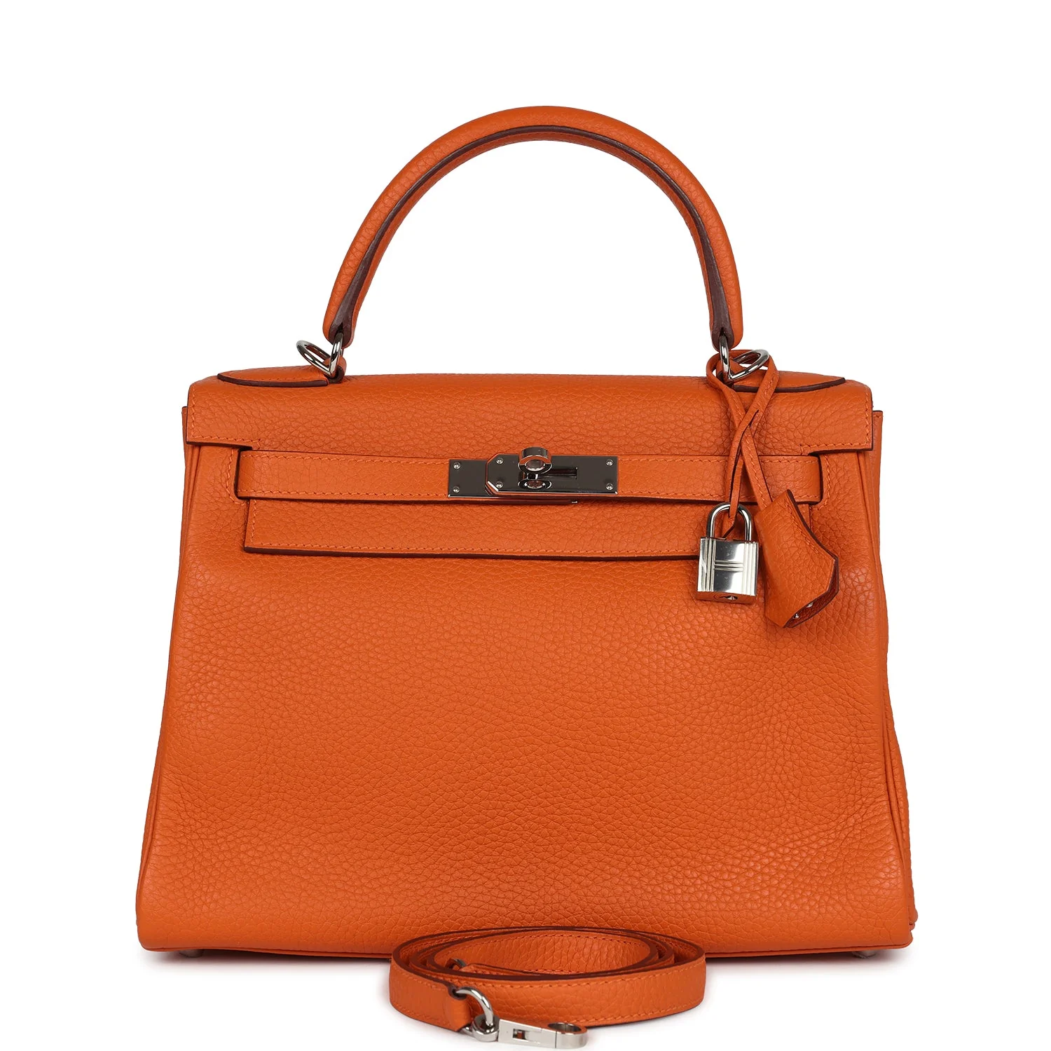 Pre-owned Hermes Special Order (HSS) Kelly Retourne 28 Orange Togo Palladium Hardware