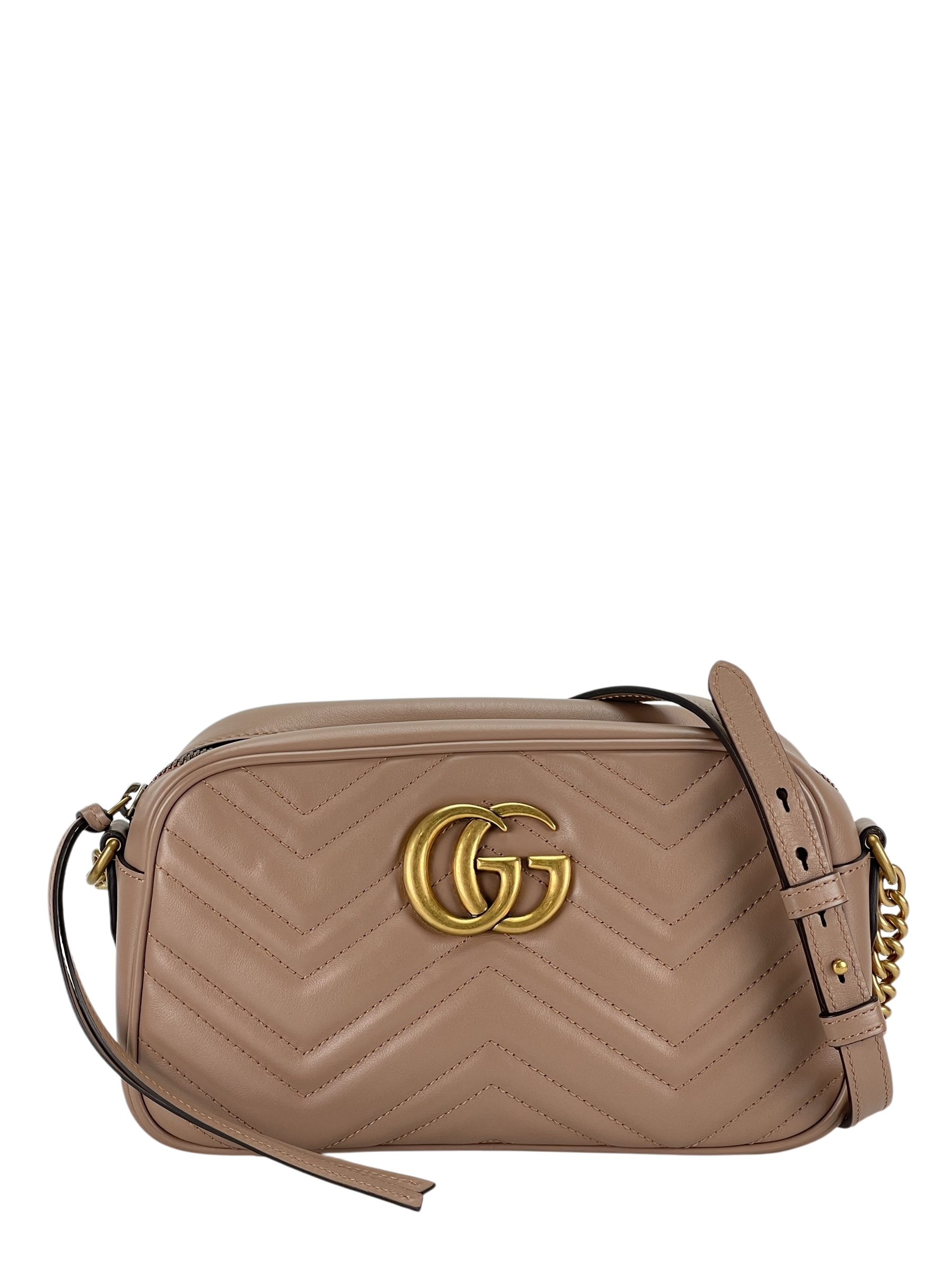 GUCCI - Beige GG Marmont Small Matelasse Camera Bag