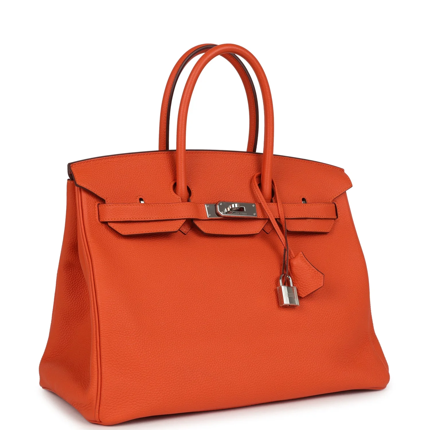 Pre-owned Hermes Birkin 35 Orange Togo Palladium Hardware