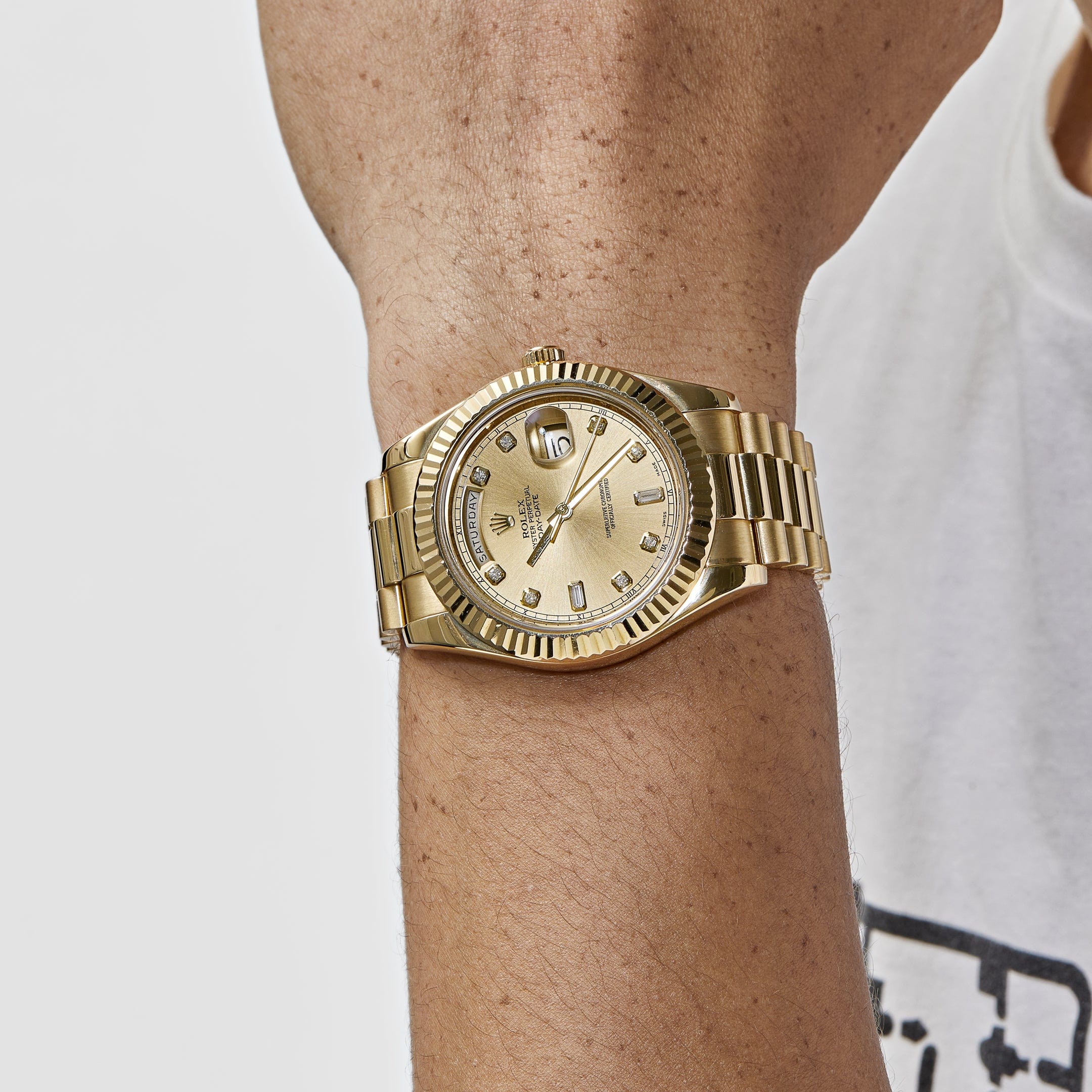 Rolex Day-Date II 218238 Yellow Gold Champagne Diamond Dial