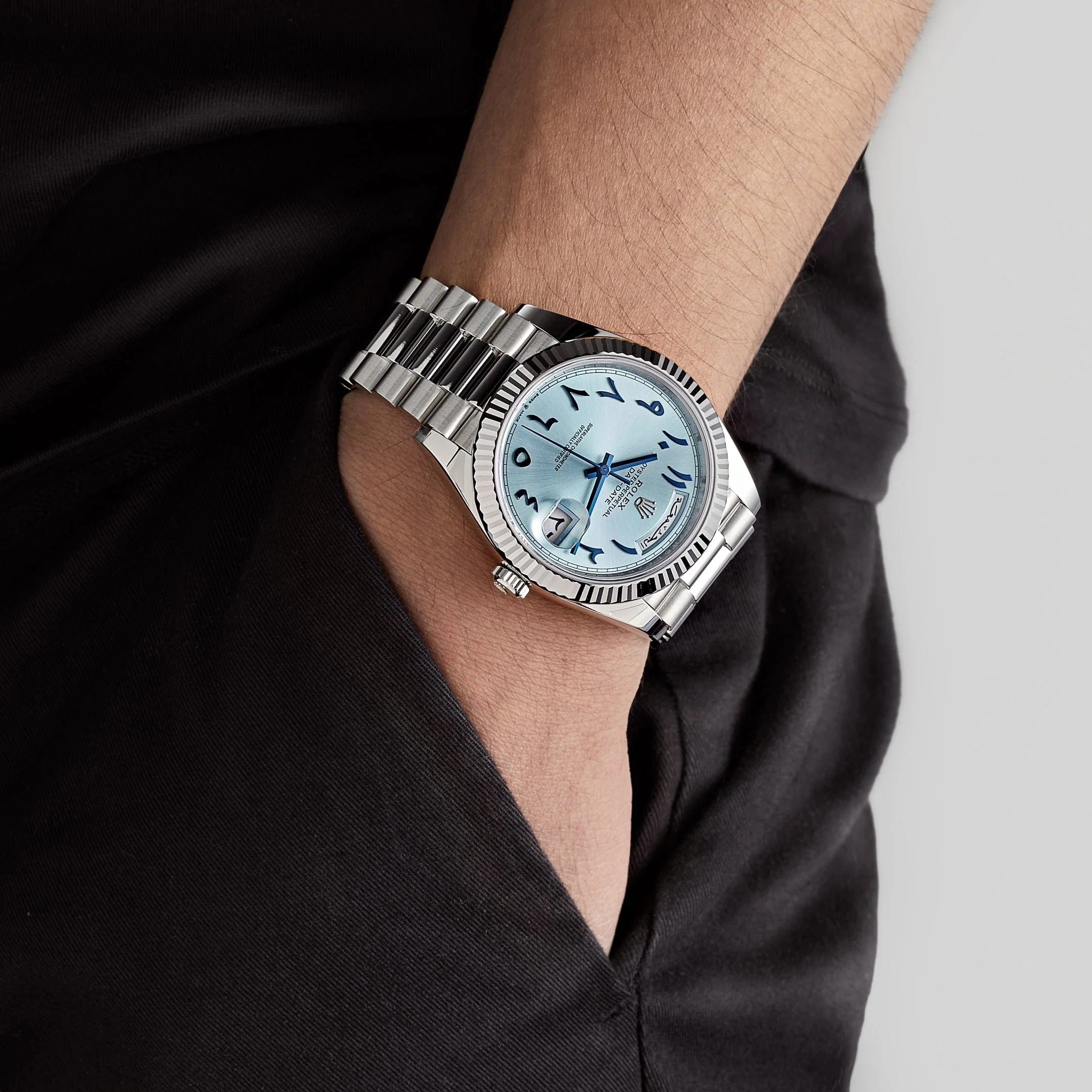 Rolex Day-Date 40 228236 Platinum Ice Blue Arabic Dial