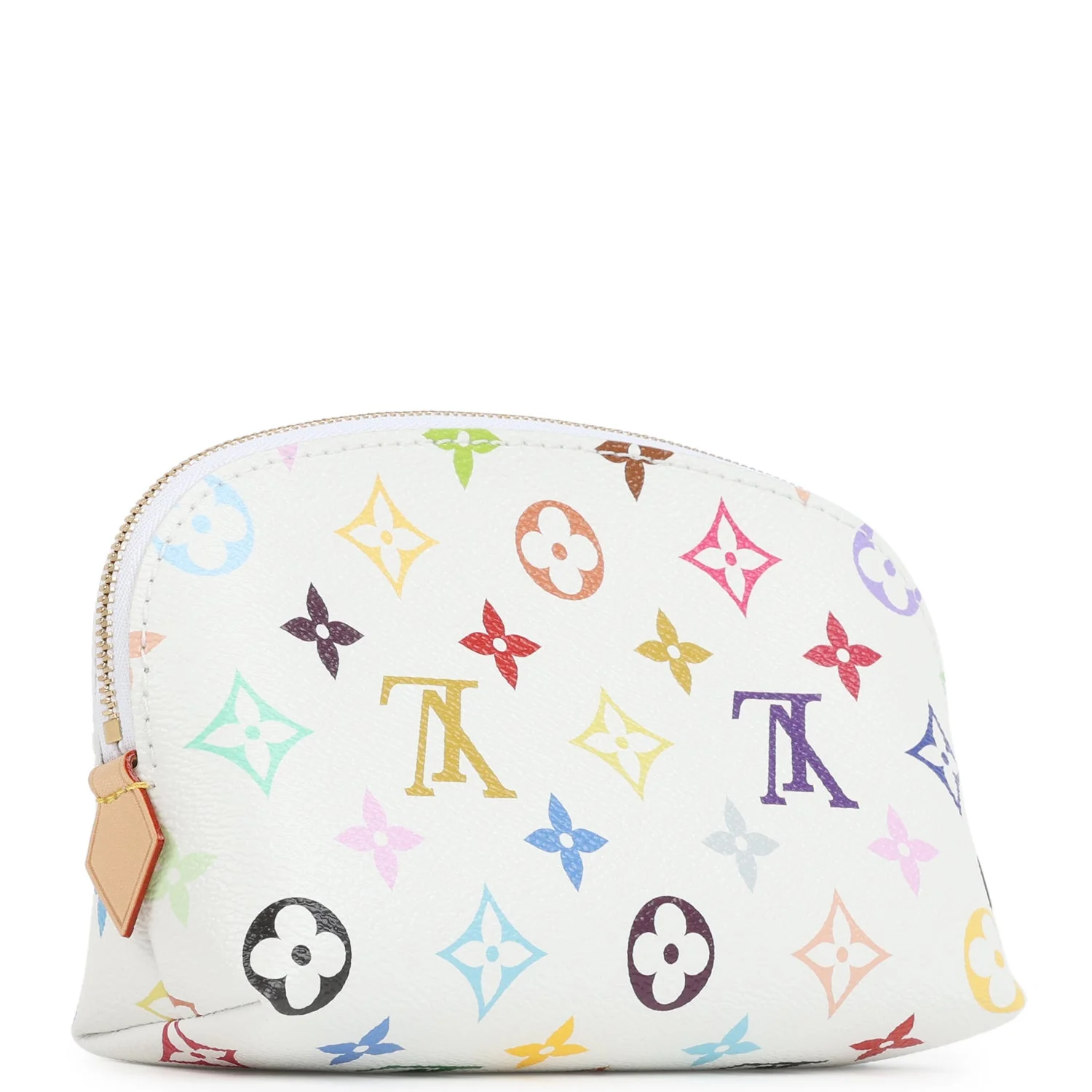 Louis Vuitton X Takashi Murakami Cosmetic Pouch PM White Multicolored Monogram Gold Hardware