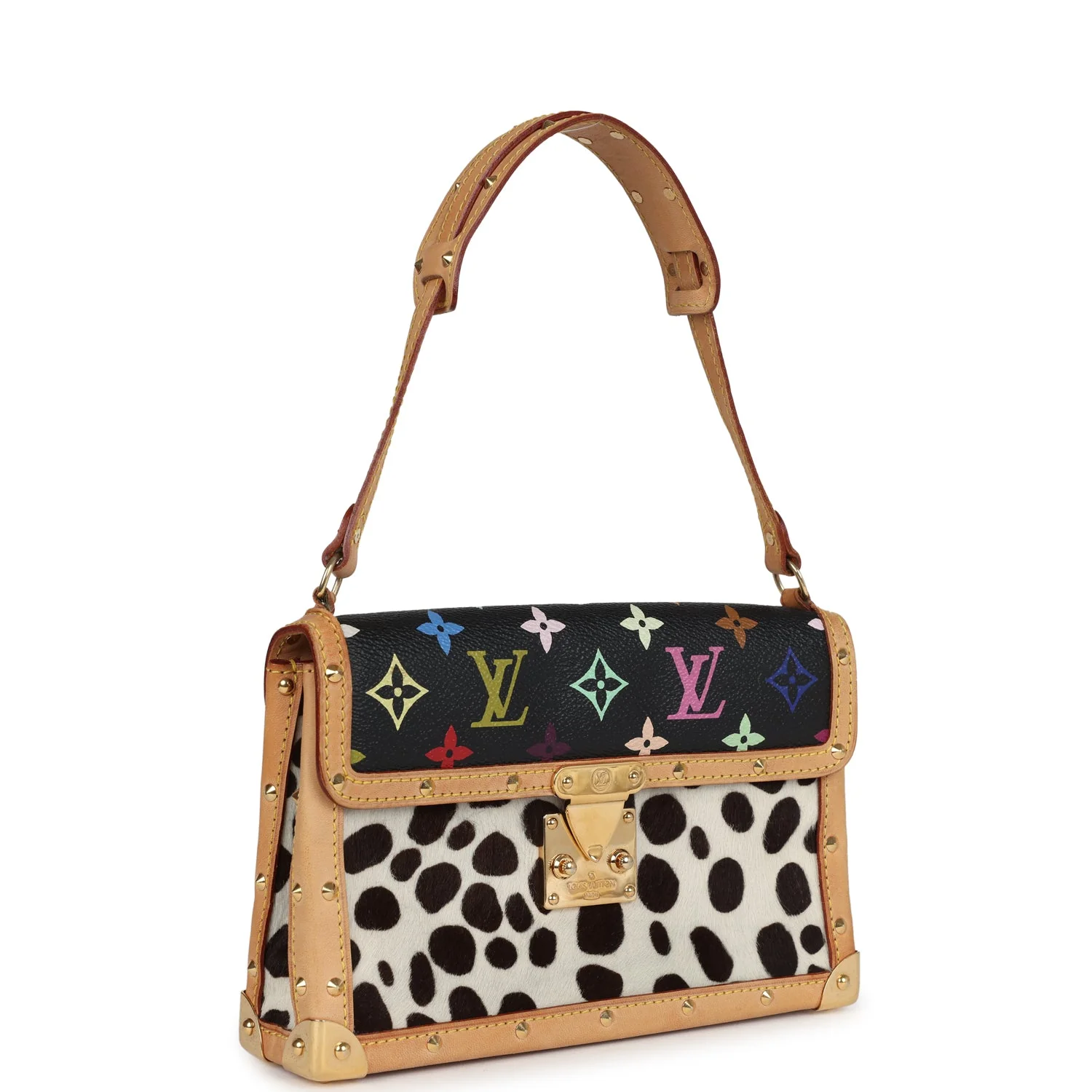 Vintage Louis Vuitton X Murakami Dalmatian Pochette Black Multicolor Gold Hardware