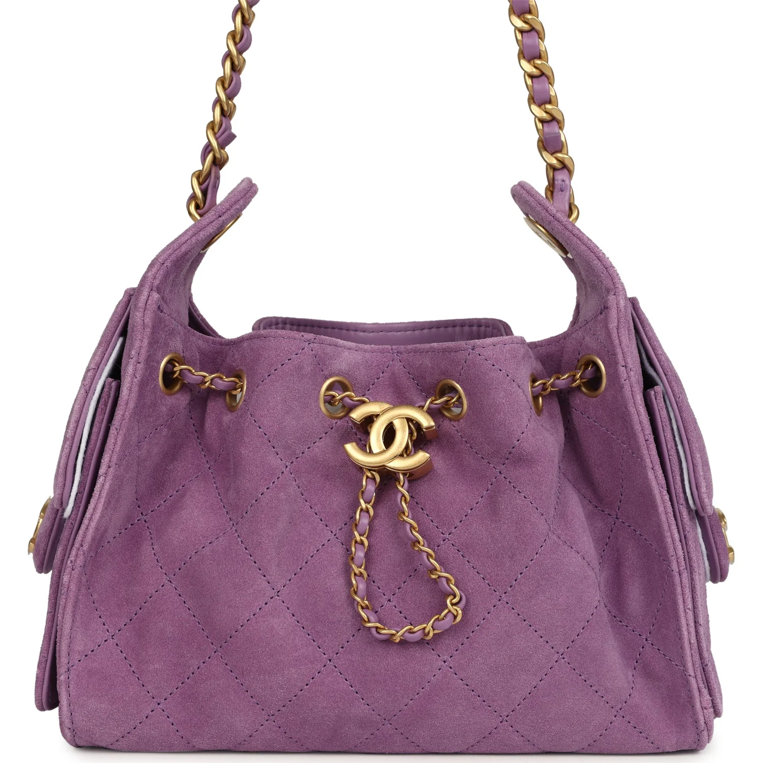 Chanel Mini 25 Hobo Bag Purple Suede Antique Gold Hardware