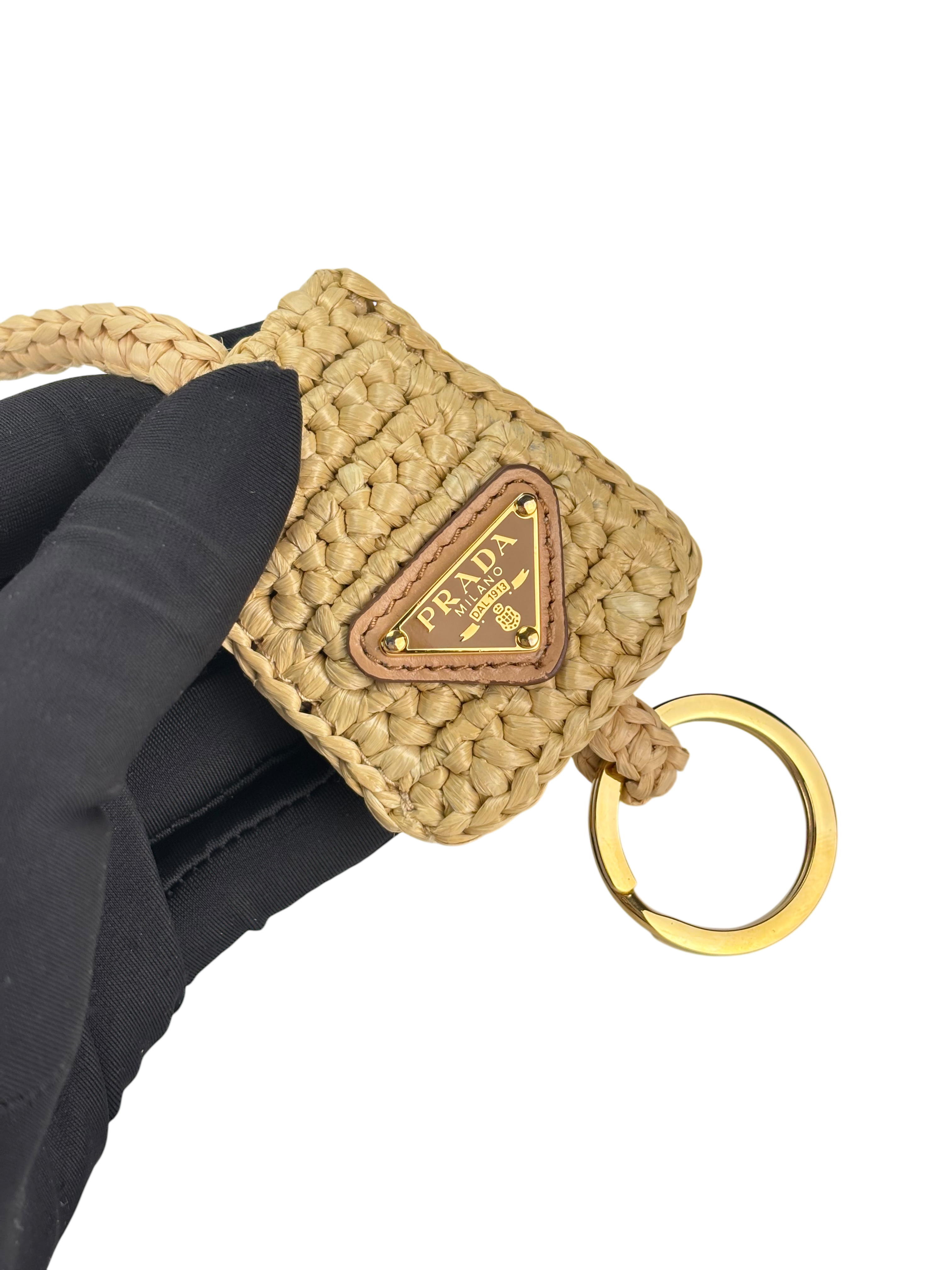 PRADA - Beige Raffia Leather Crossbody Bag