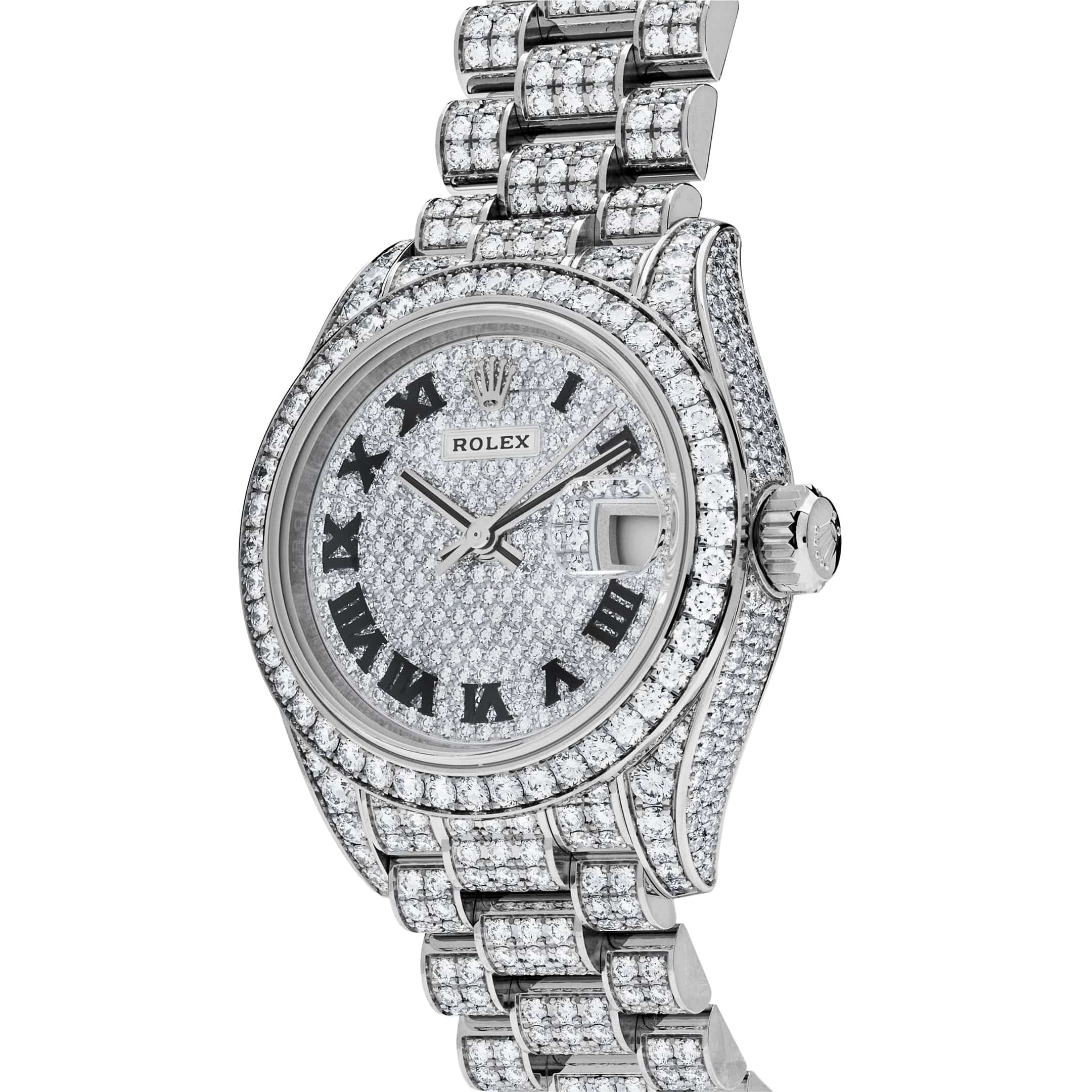 Rolex Datejust 28 279459RBR 'Ladies' White Gold Pave Set Diamonds