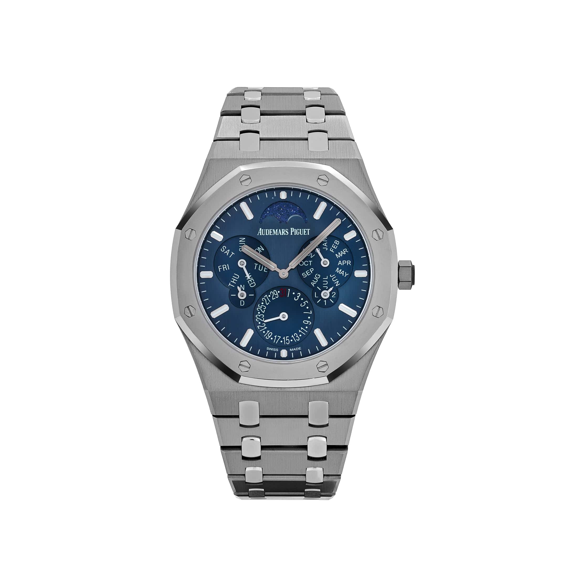 Audemars Piguet Royal Oak 26586IP.OO.1240IP.01 Perpetual Calendar 'Ultra-Thin' Platinum Titanium Blue Dial (2022)
