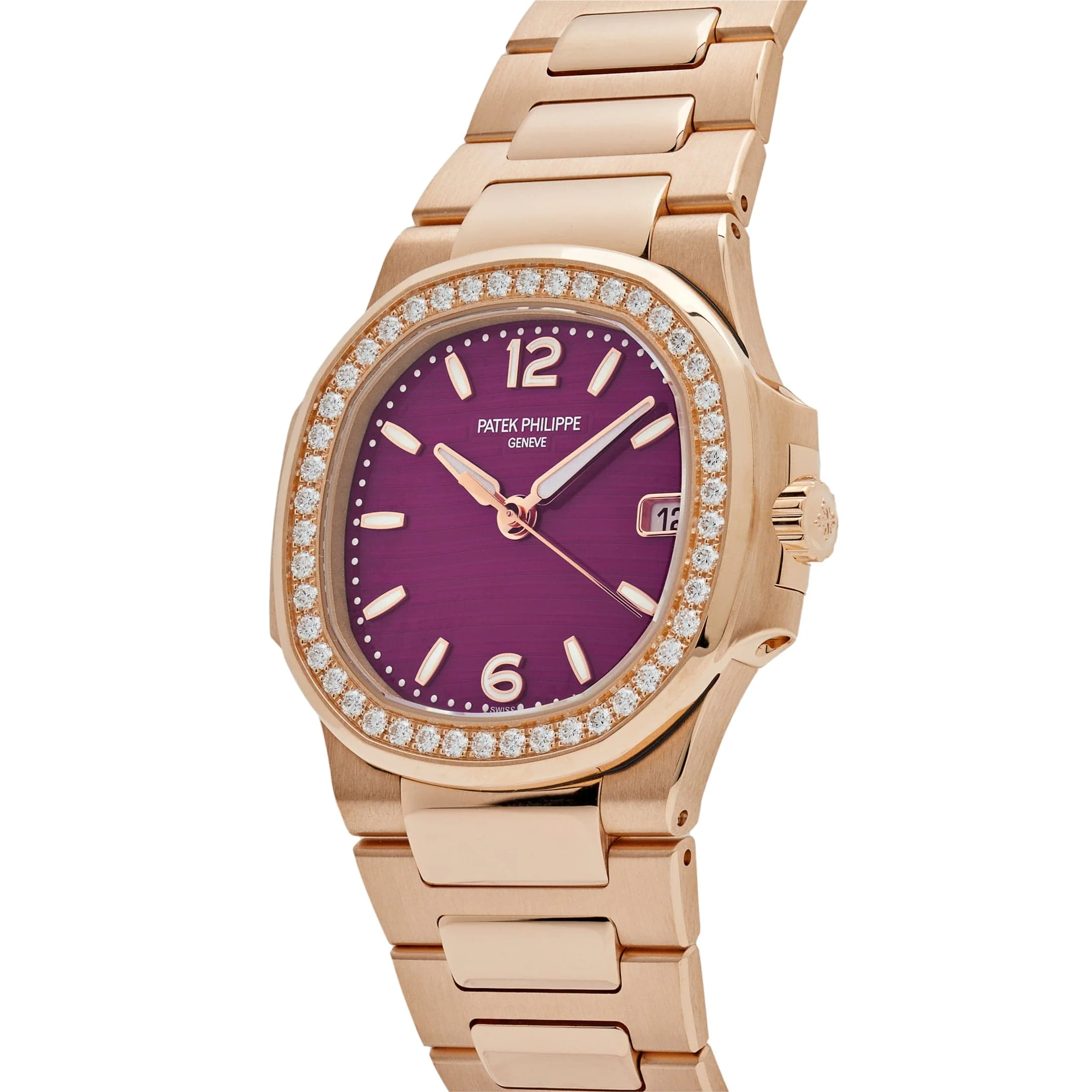 Patek Philippe Nautilus 7010/1R-013 'Ladies' Quartz Rose Gold Purple Diamond Bezel