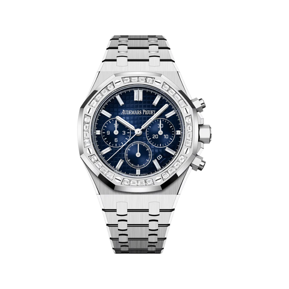 Audemars Piguet Royal Oak Chronograph 26715BC.ZZ.1356BC.01 White Gold Diamond Bezel Smoked-Blue Dial