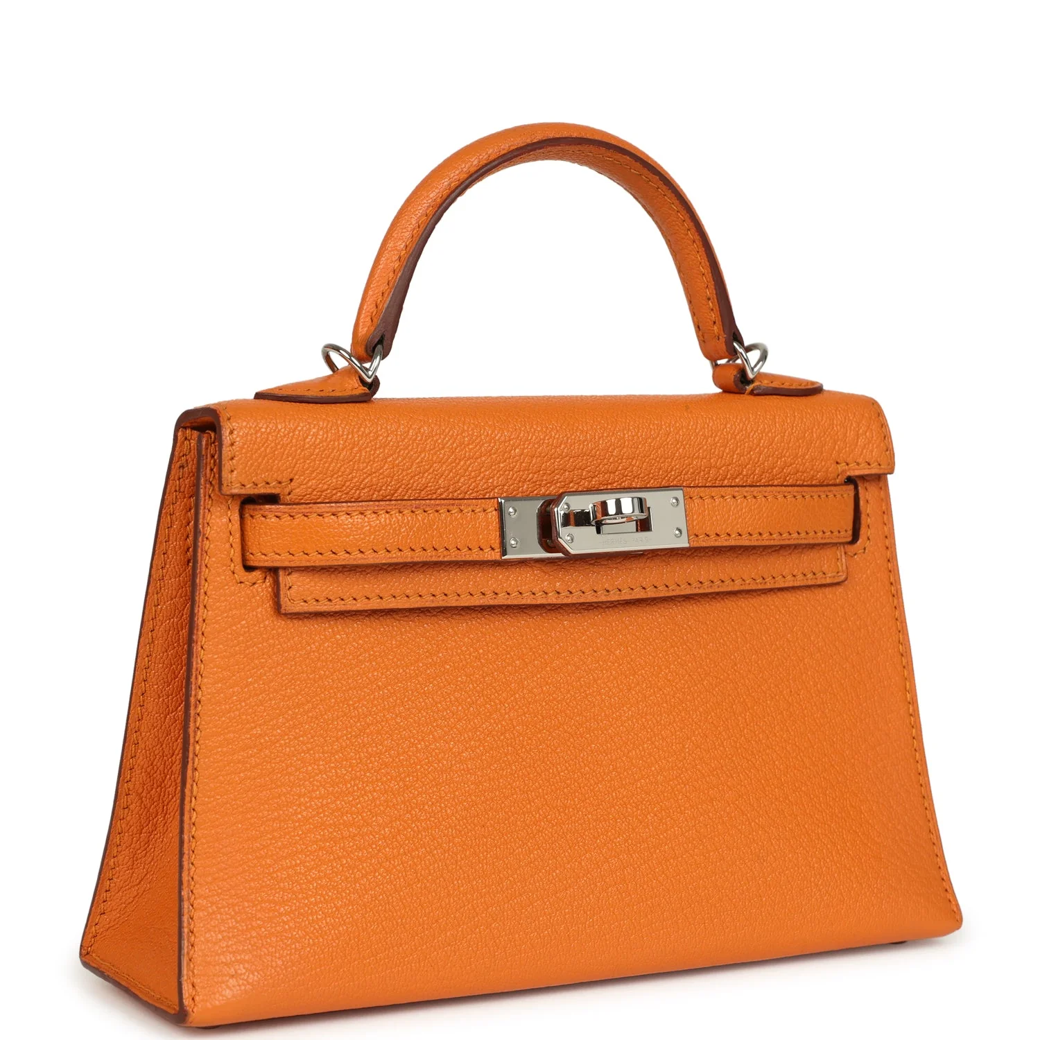 Pre-owned Hermes Kelly Sellier 20 Apricot Chevre Mysore Palladium Hardware