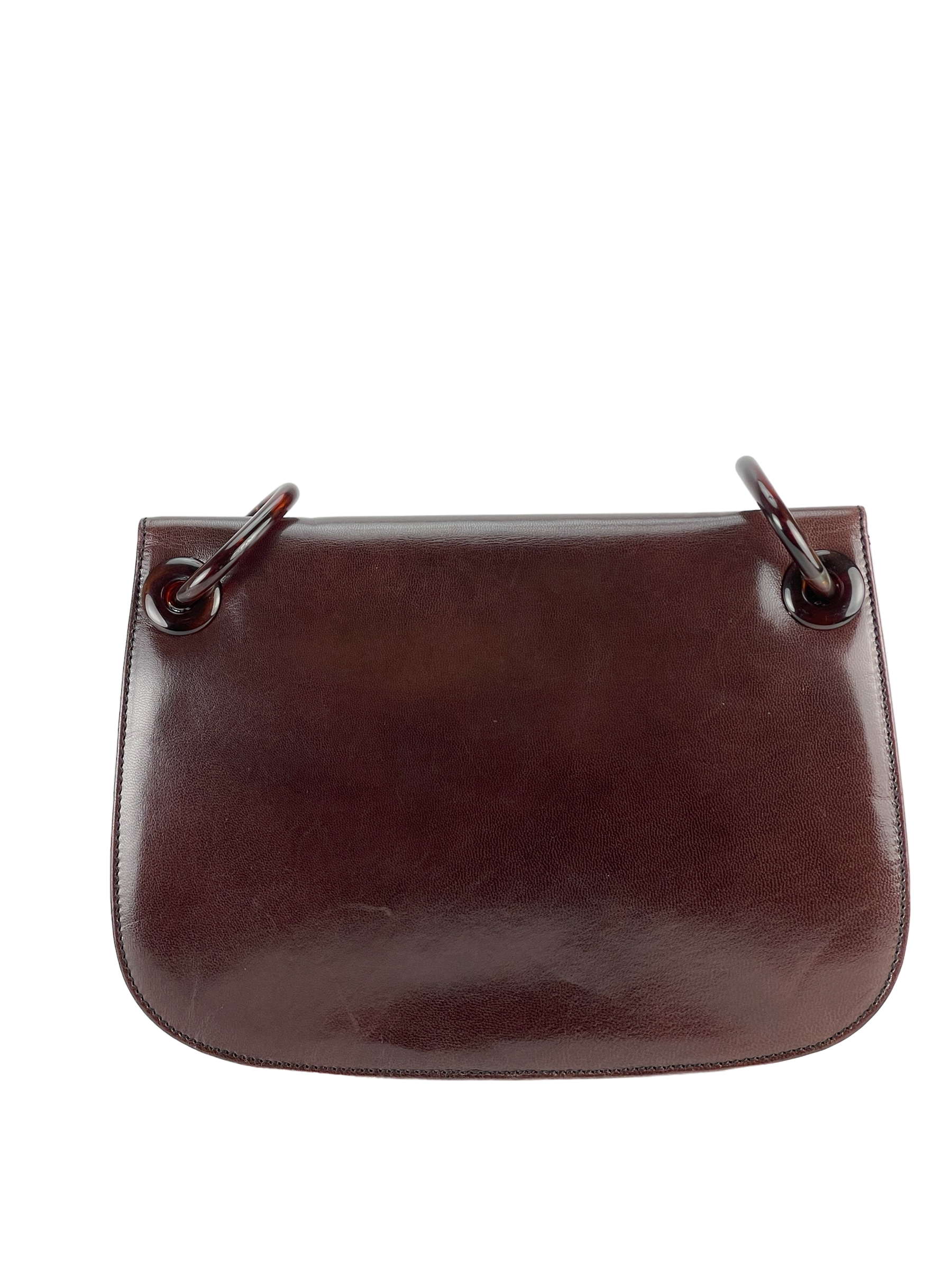 PRADA - Brown Leather Madras Swing Bag