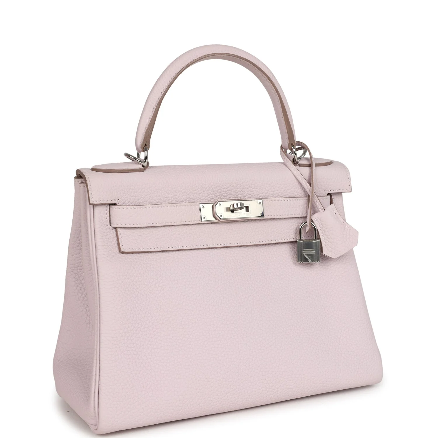Pre-owned Hermes Kelly Retourne 28 Mauve Pale Clemence Palladium Hardware