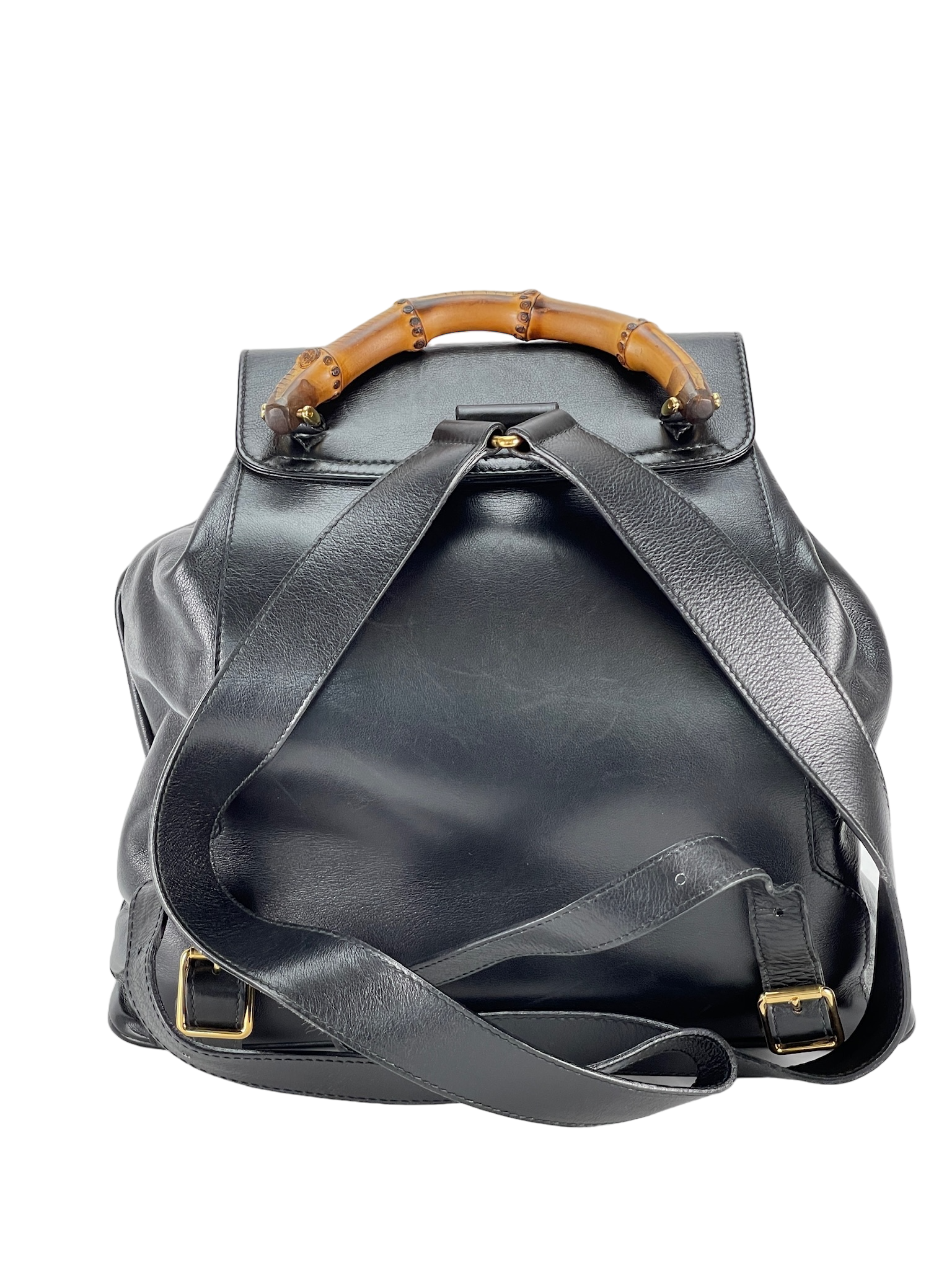 GUCCI - Black Bamboo Leather Backpack