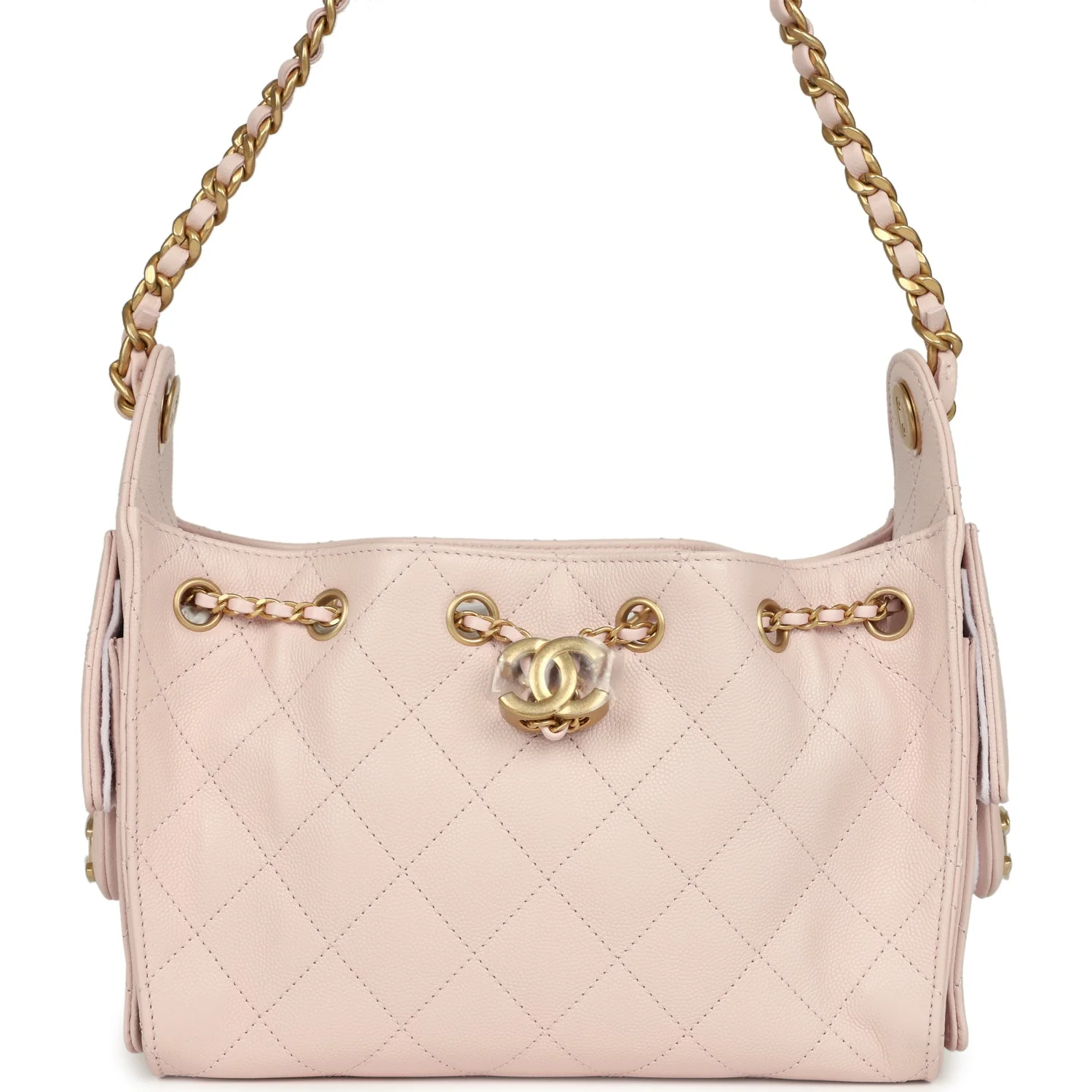 Chanel Mini 25 Hobo Bag Light Pink Caviar Antique Gold Hardware