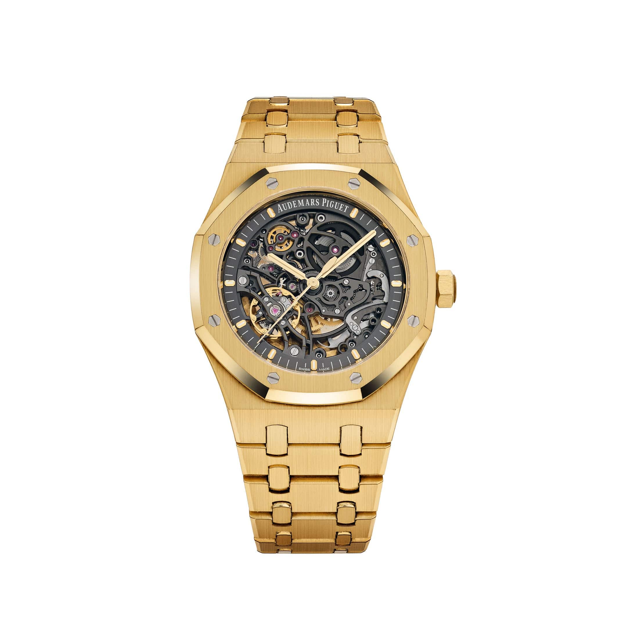 Audemars Piguet Royal Oak 15407BA.OO.1220BA.01 Double Balance Wheel Yellow Gold Openworked Dial